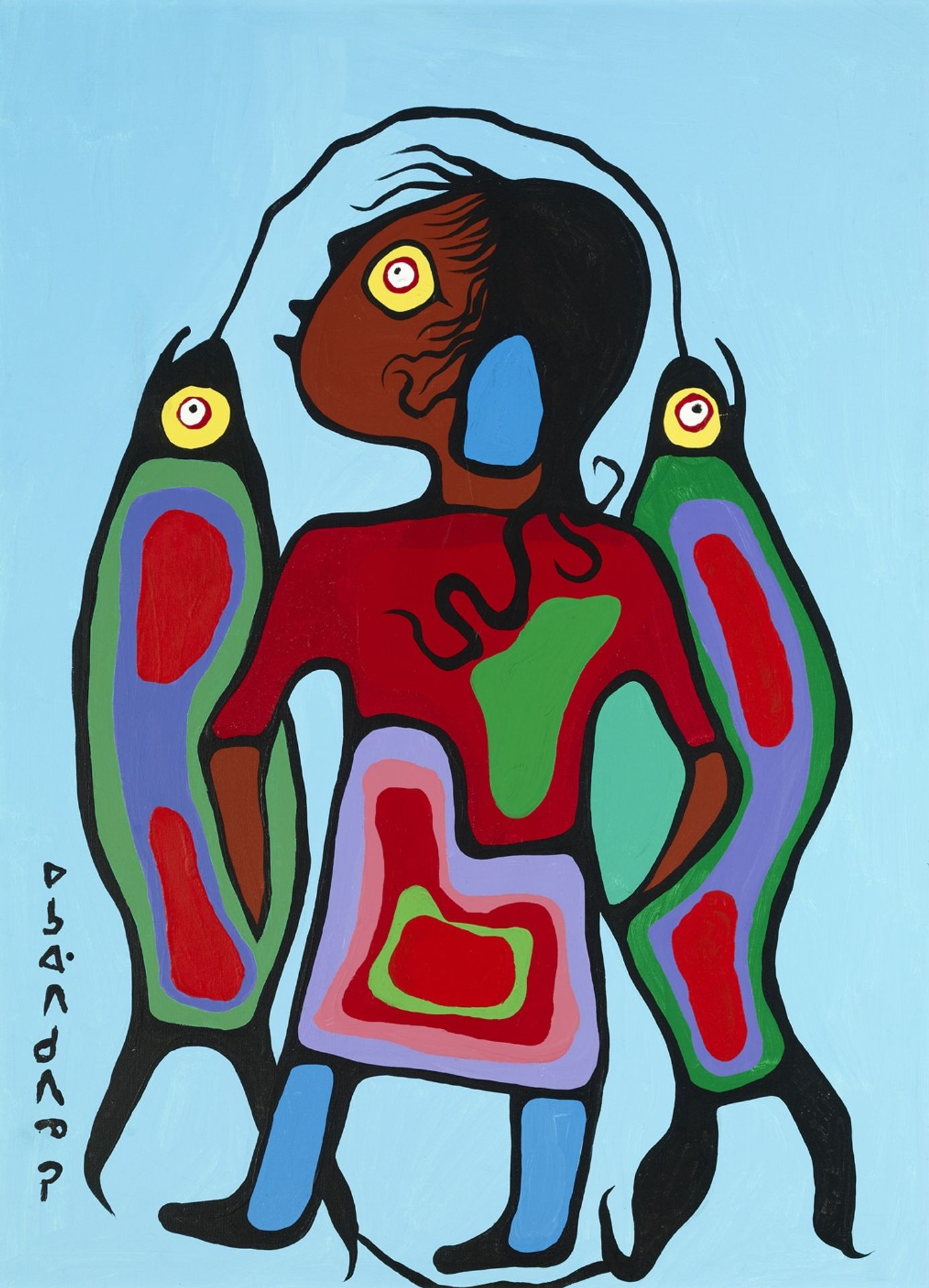 Boy with Fish by Norval Morrisseau