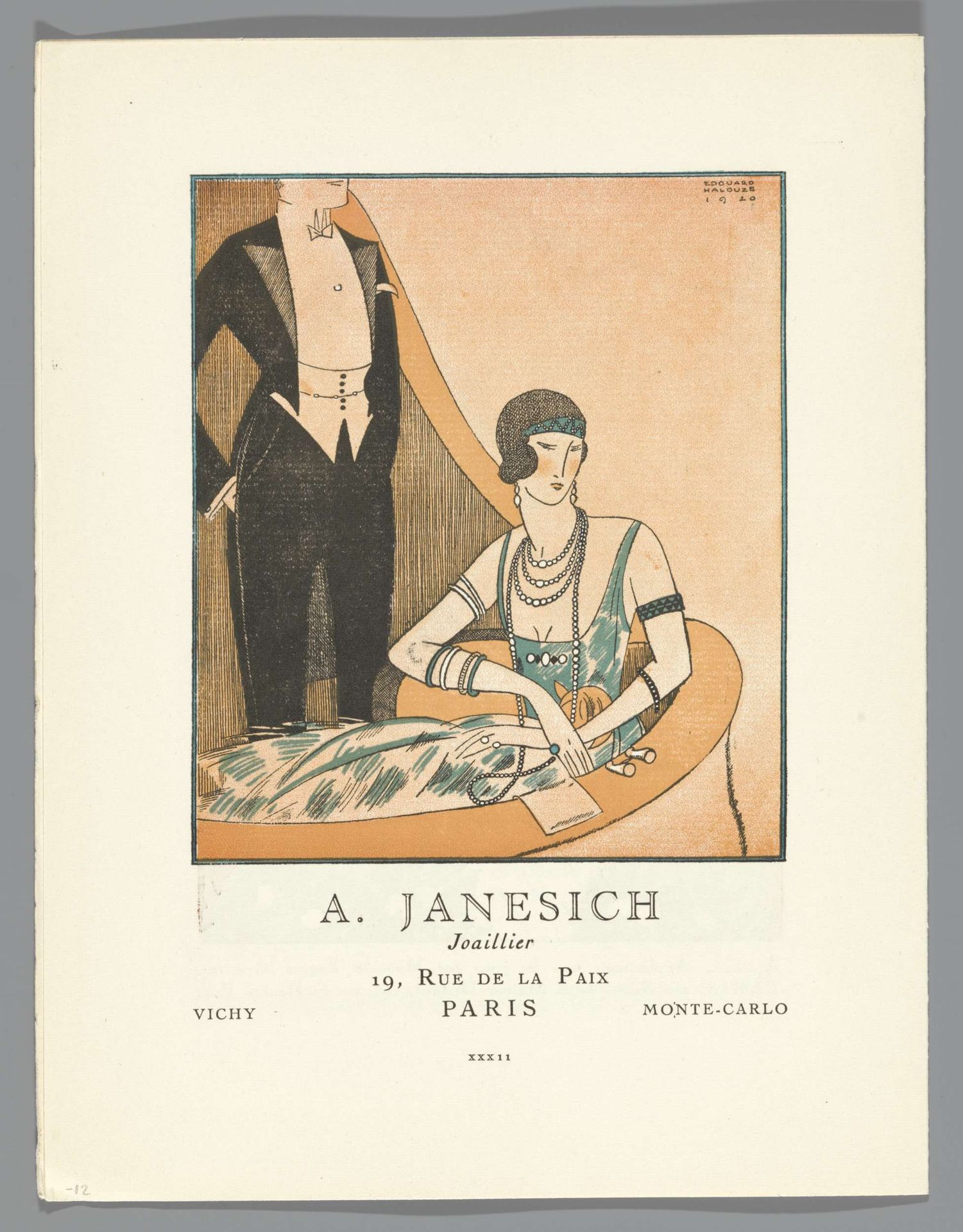 Gazette du Bon Ton, 1920 - No. 4, p. XXX: advertentie A. Janesich, joallier by Edouard Halouze