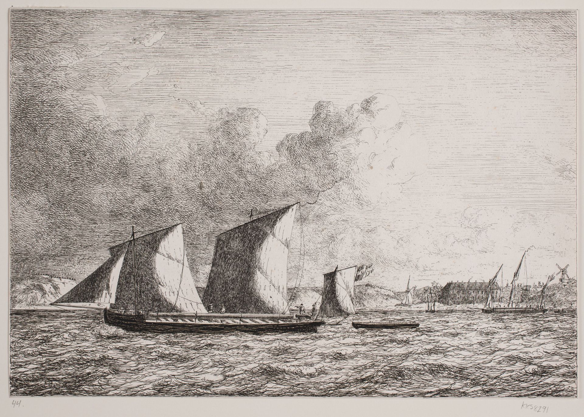 Kanonbåde under Als by Emanuel Larsen