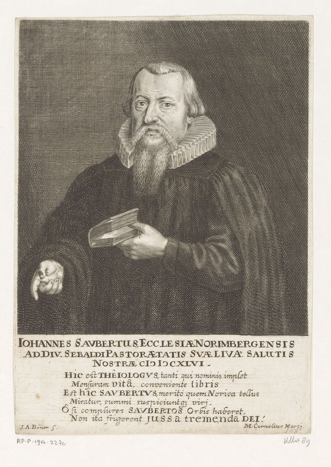 Portret van Johann I Saubert by Johann Alexander Böner
