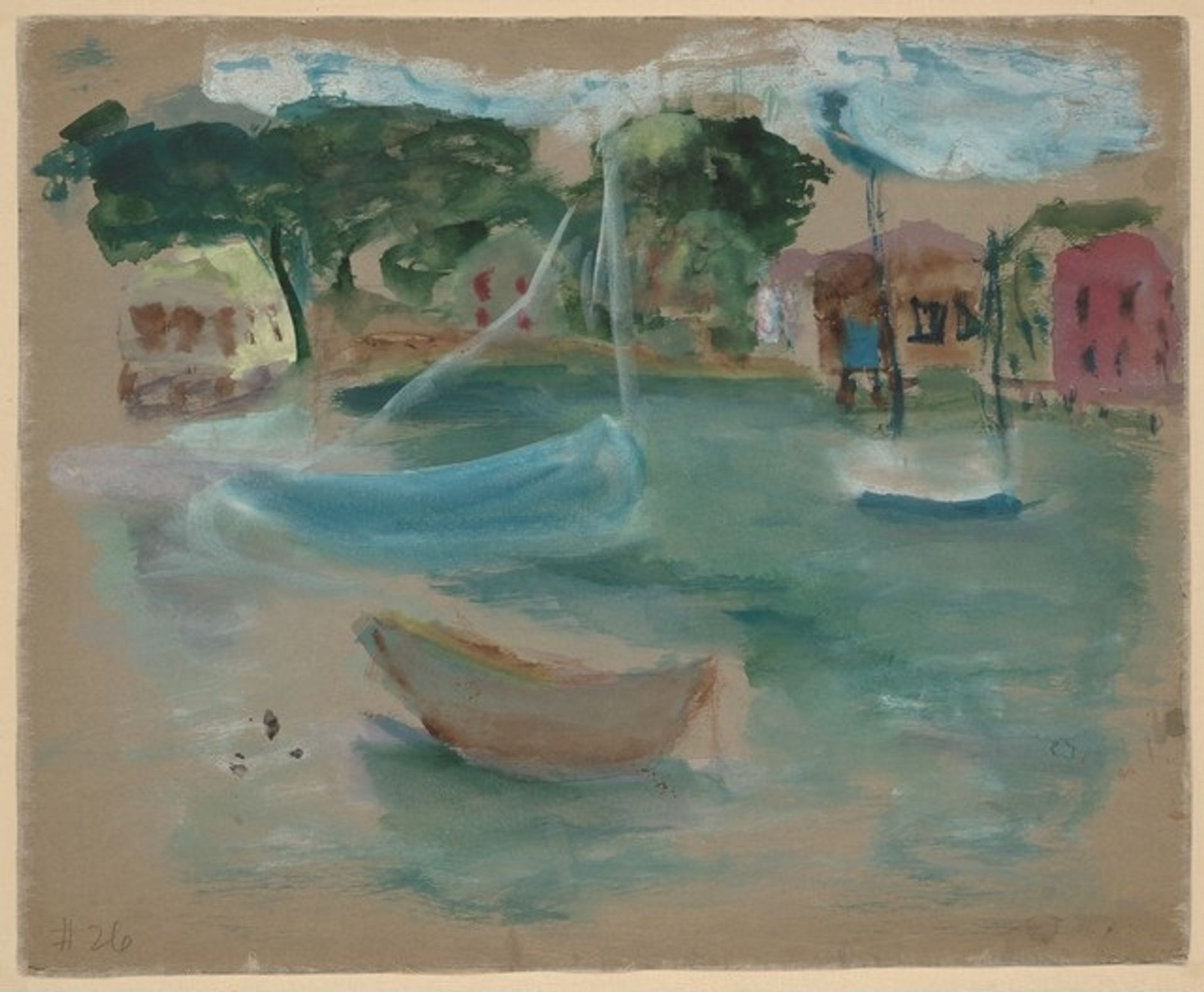 Harbor with Sail Boats [verso] by Mark Rothko