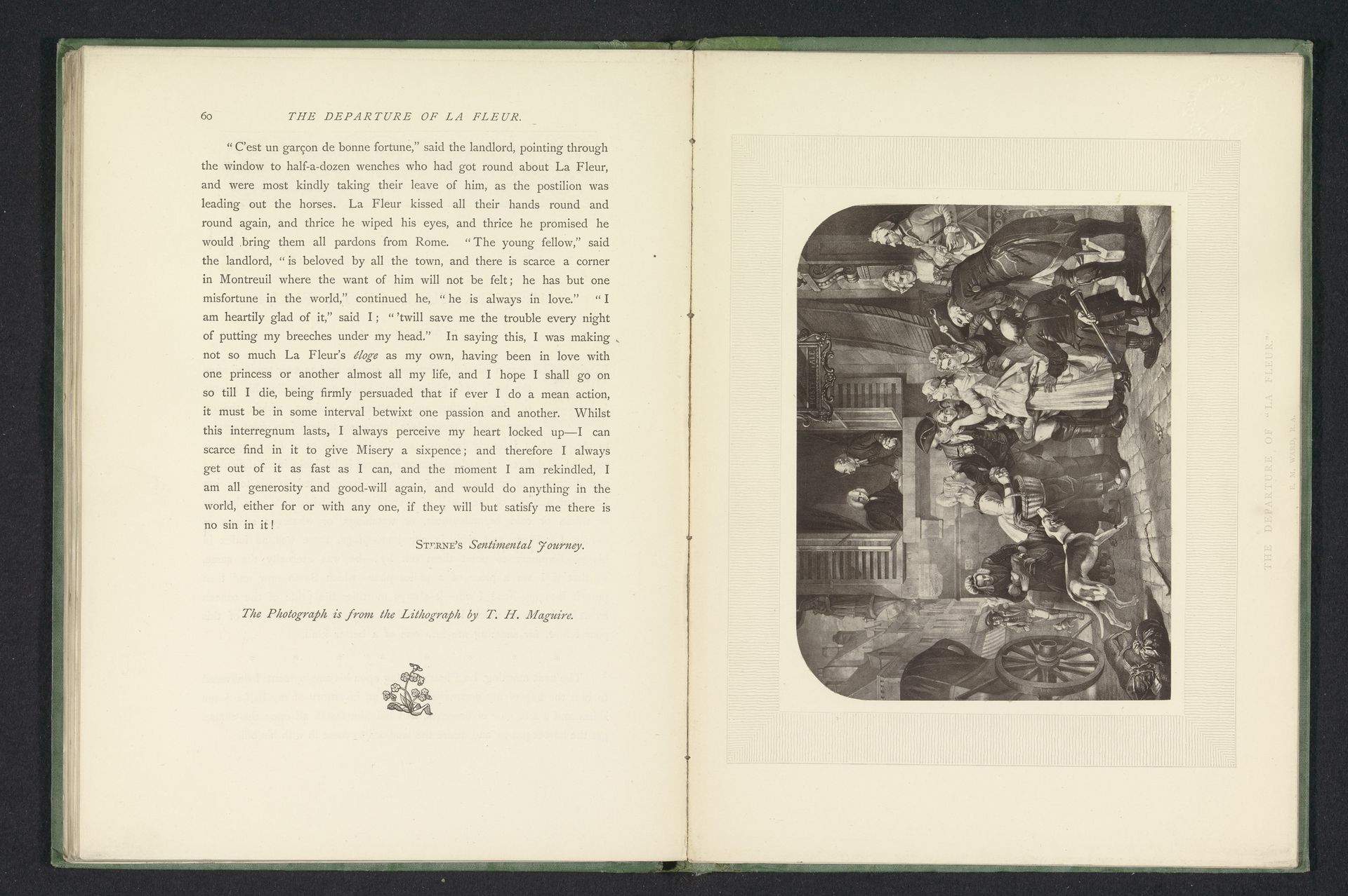 Fotoreproductie van een prent naar een schilderij van het vertrek van La Fleur uit A Sentimental Journey Through France and Italy van Laurence Sterne door Edward Matthew Ward by Anonymous