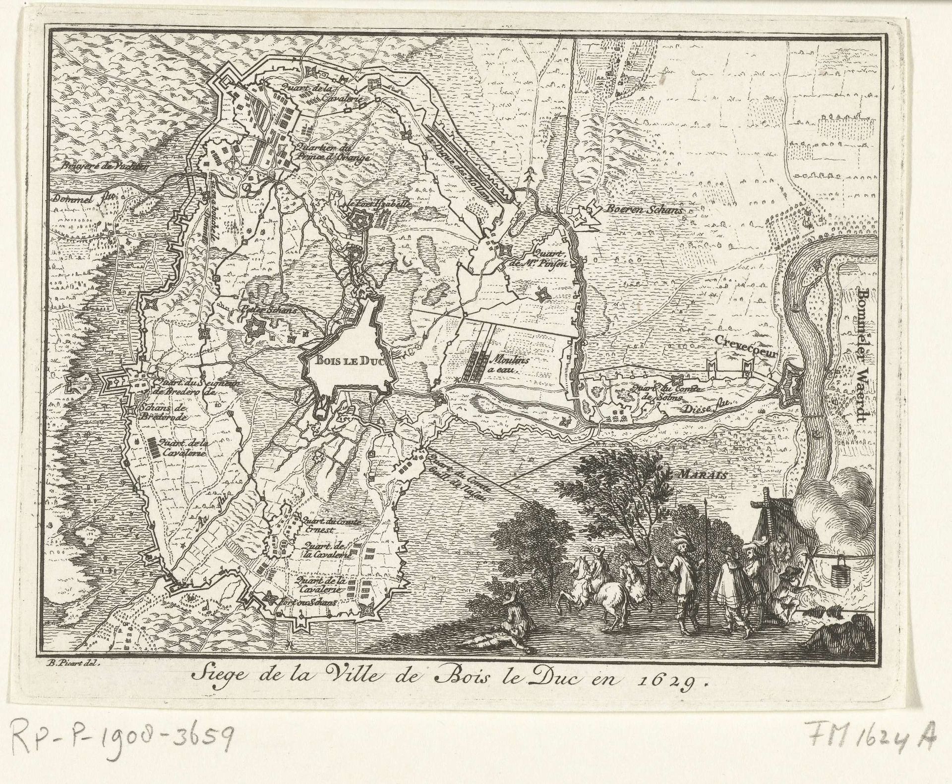 Kaart van het beleg van Den Bosch door Frederik Hendrik, 1629 by Anonymous