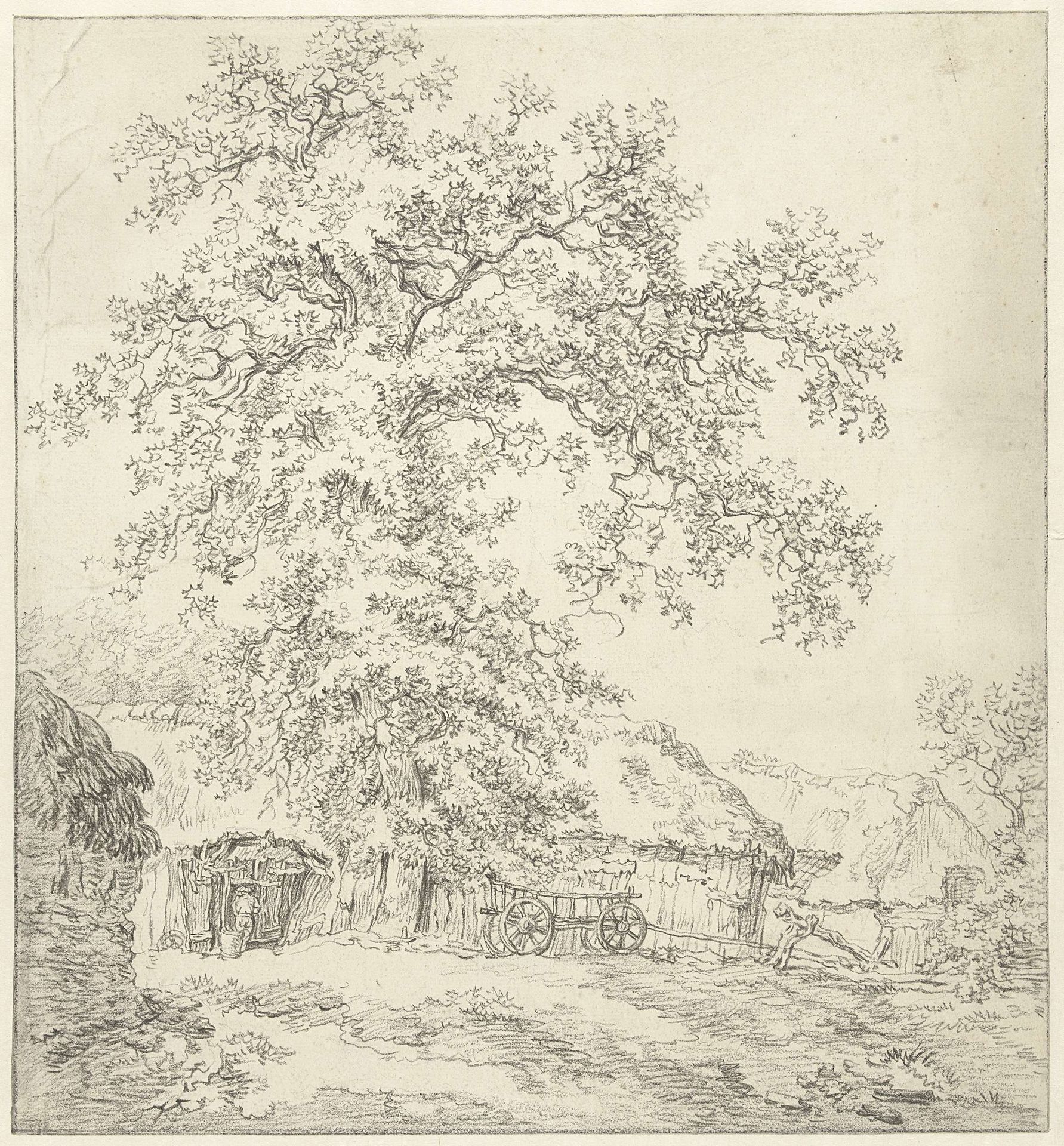 Hutten onder een grote boom by Egbert van Drielst
