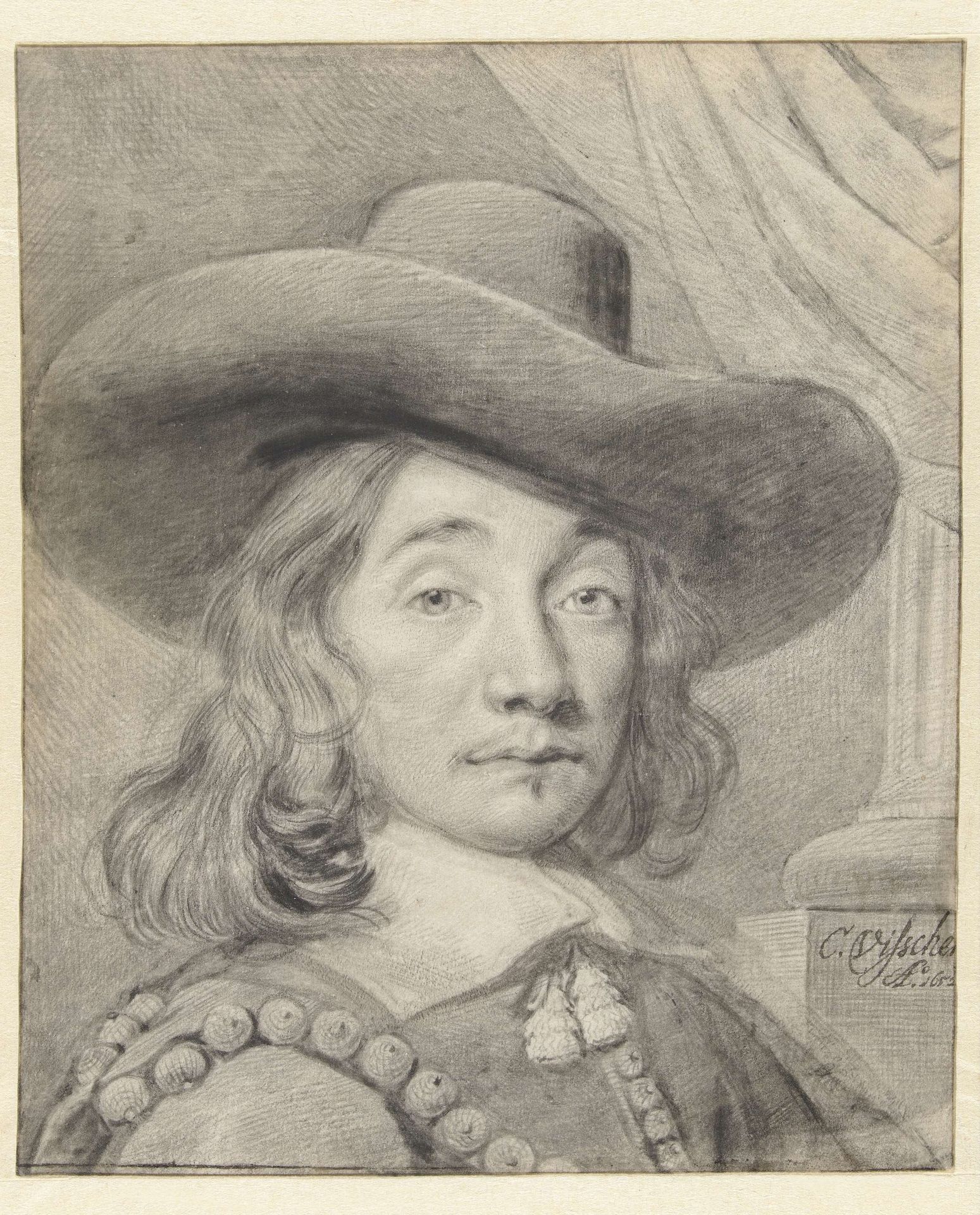 Self-portrait with a Hat by Cornelis Visscher
