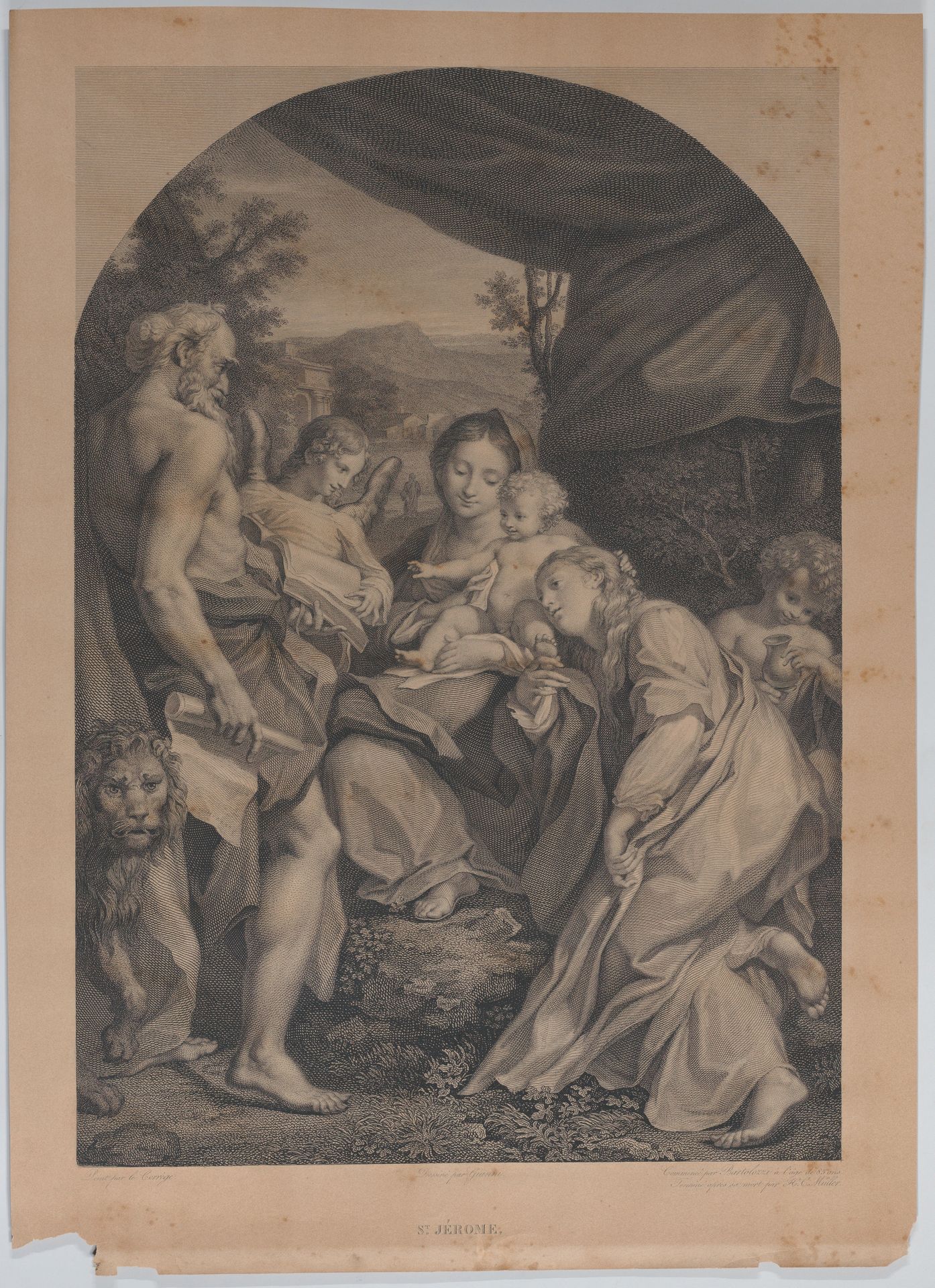 Virgin and Child with Saint Jerome at left by Francesco Bartolozzi