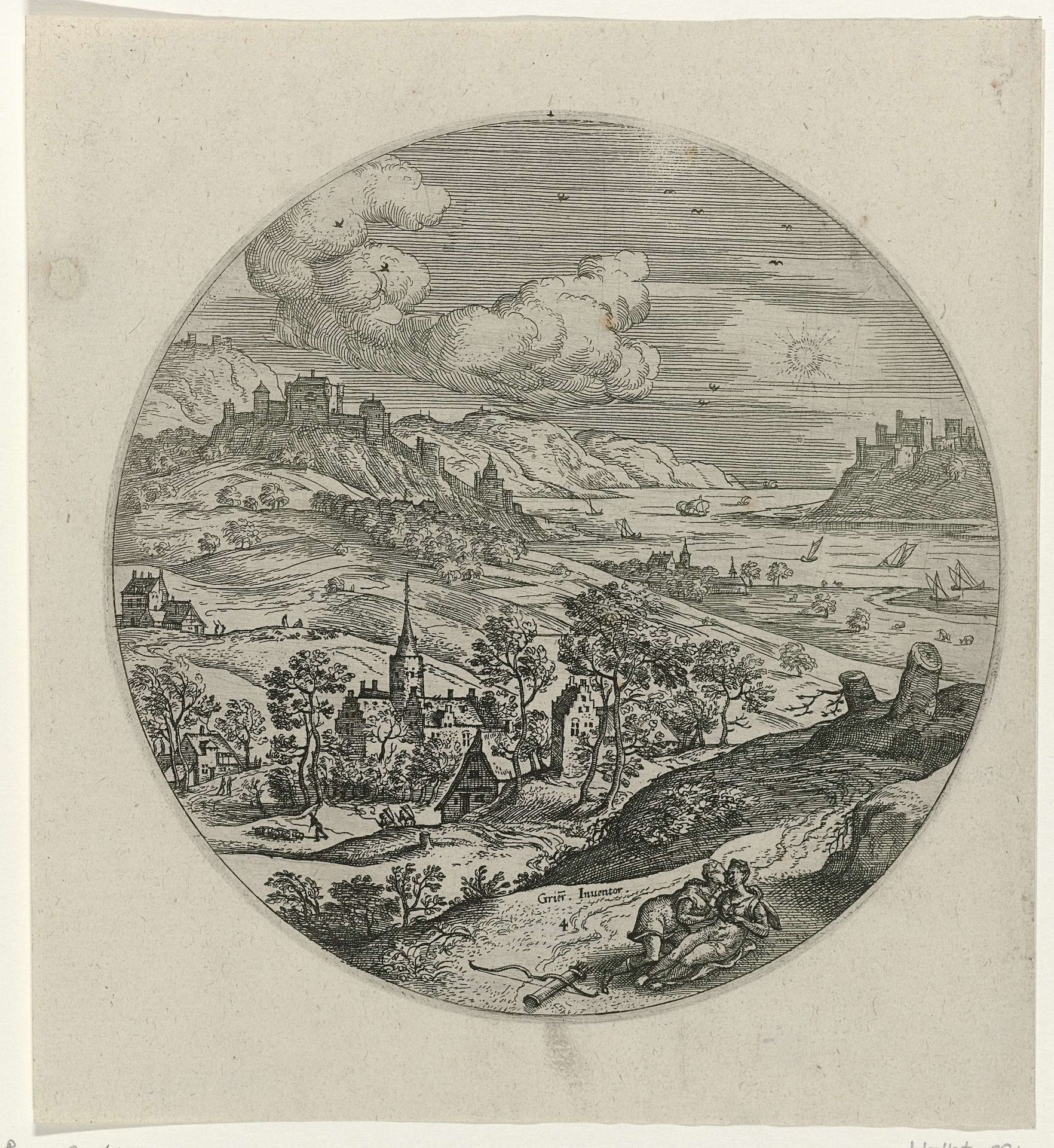 Procris sterft in Cephalus'armen by Philips Galle