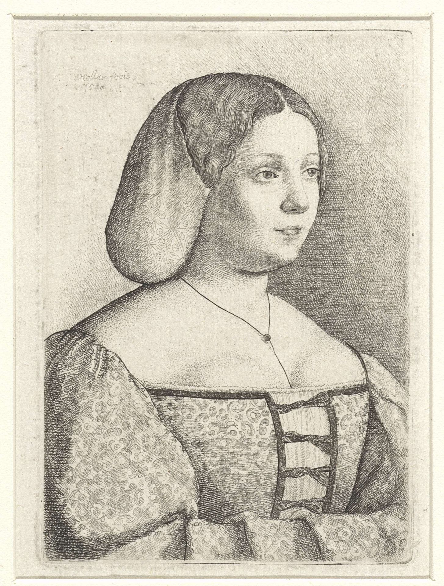 Portret van een jonge vrouw by Wenceslaus Hollar