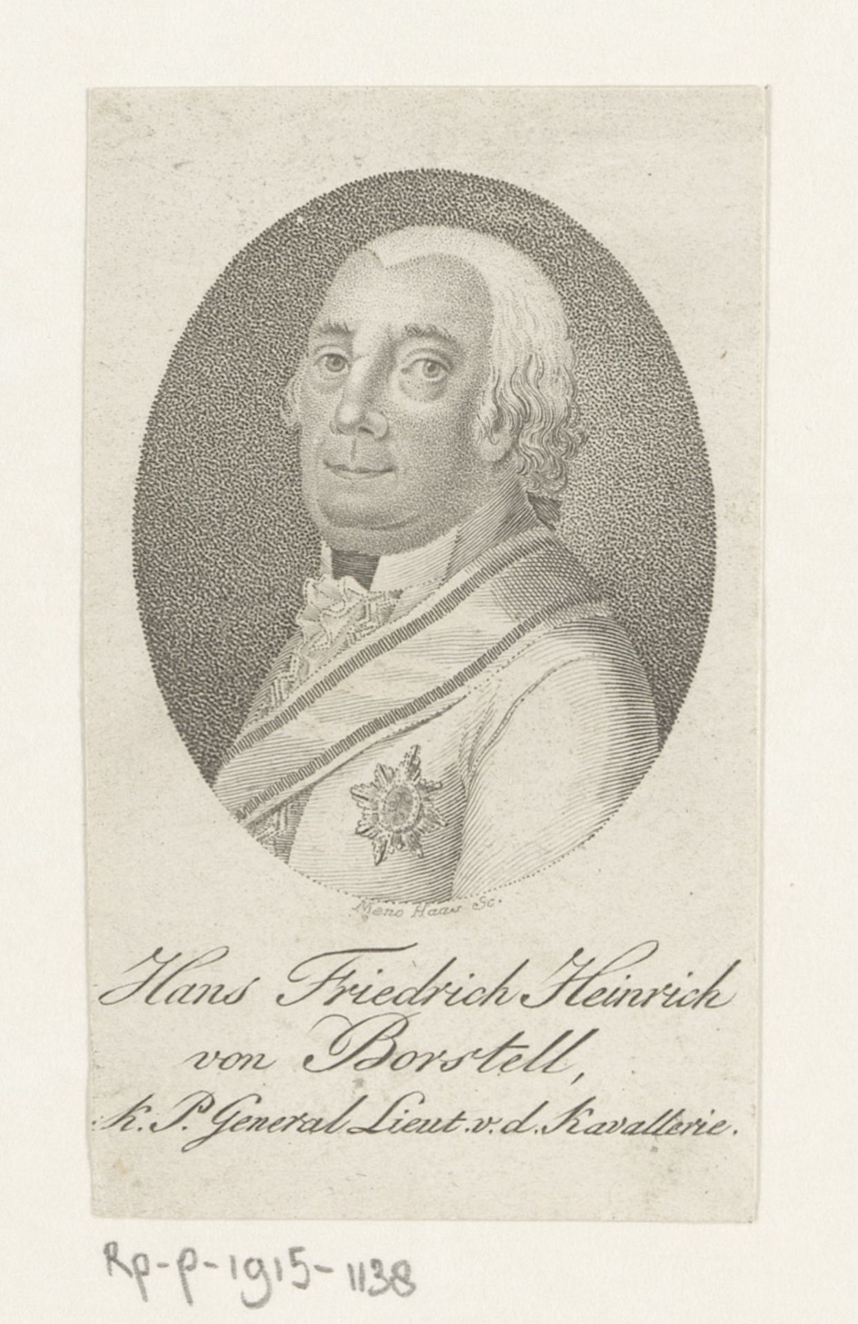 Portret van Hans Friedrich Heinrich von Borstell by Meno Haas