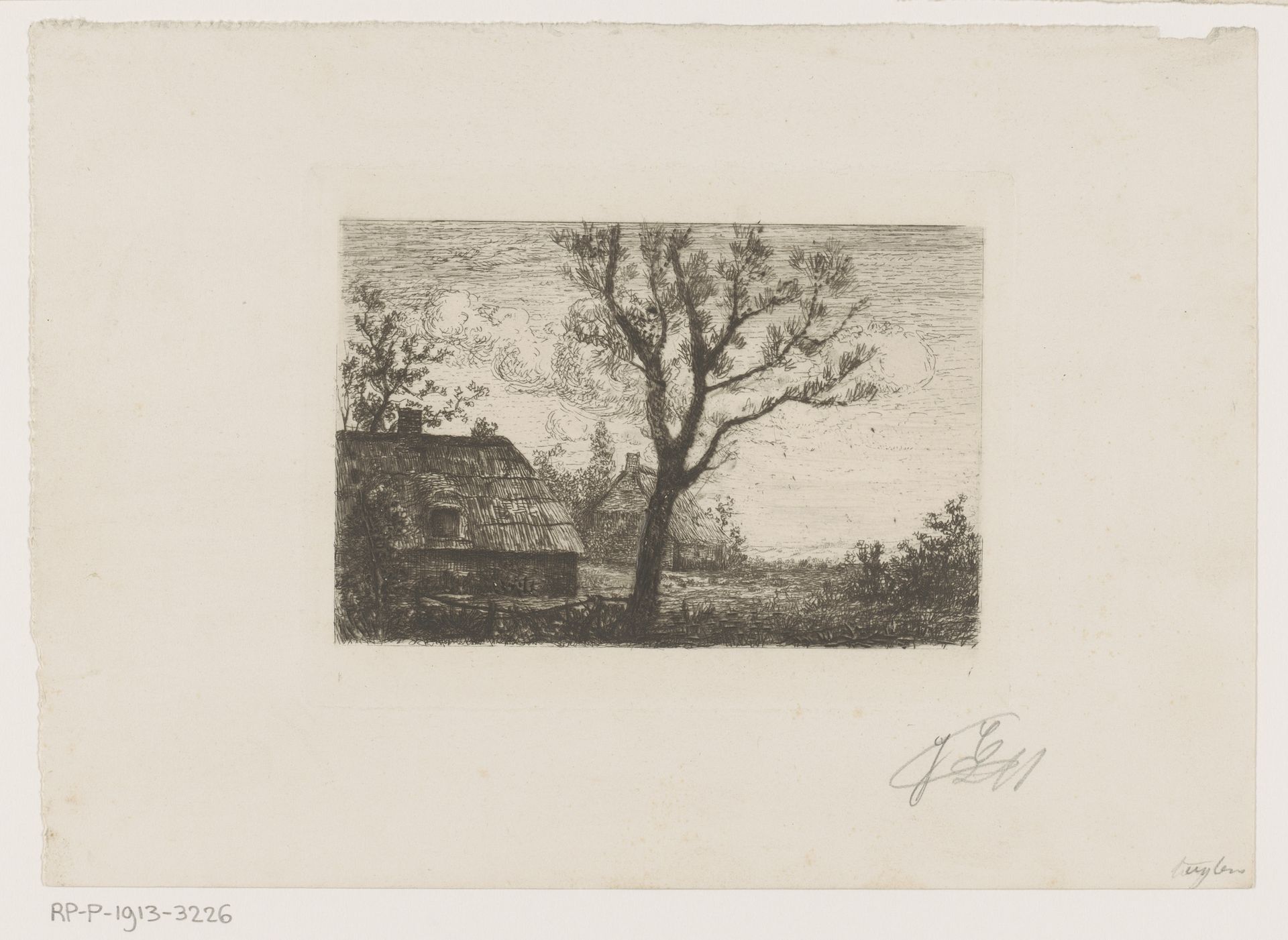 Landschap met twee boerderijen by Jerôme Tuyttens