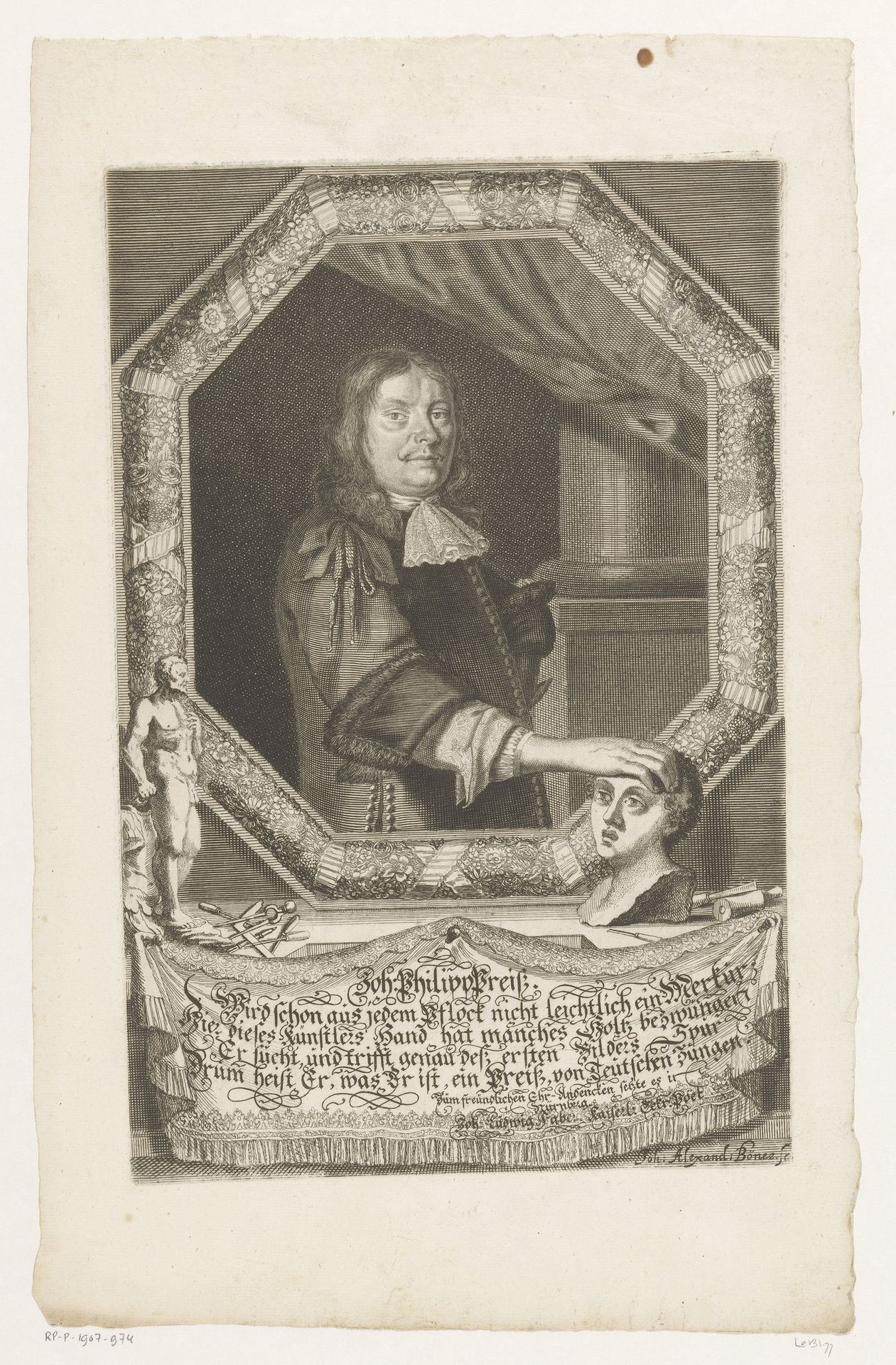 Portret van Johann Philipp Preiss by Johann Alexander Böner