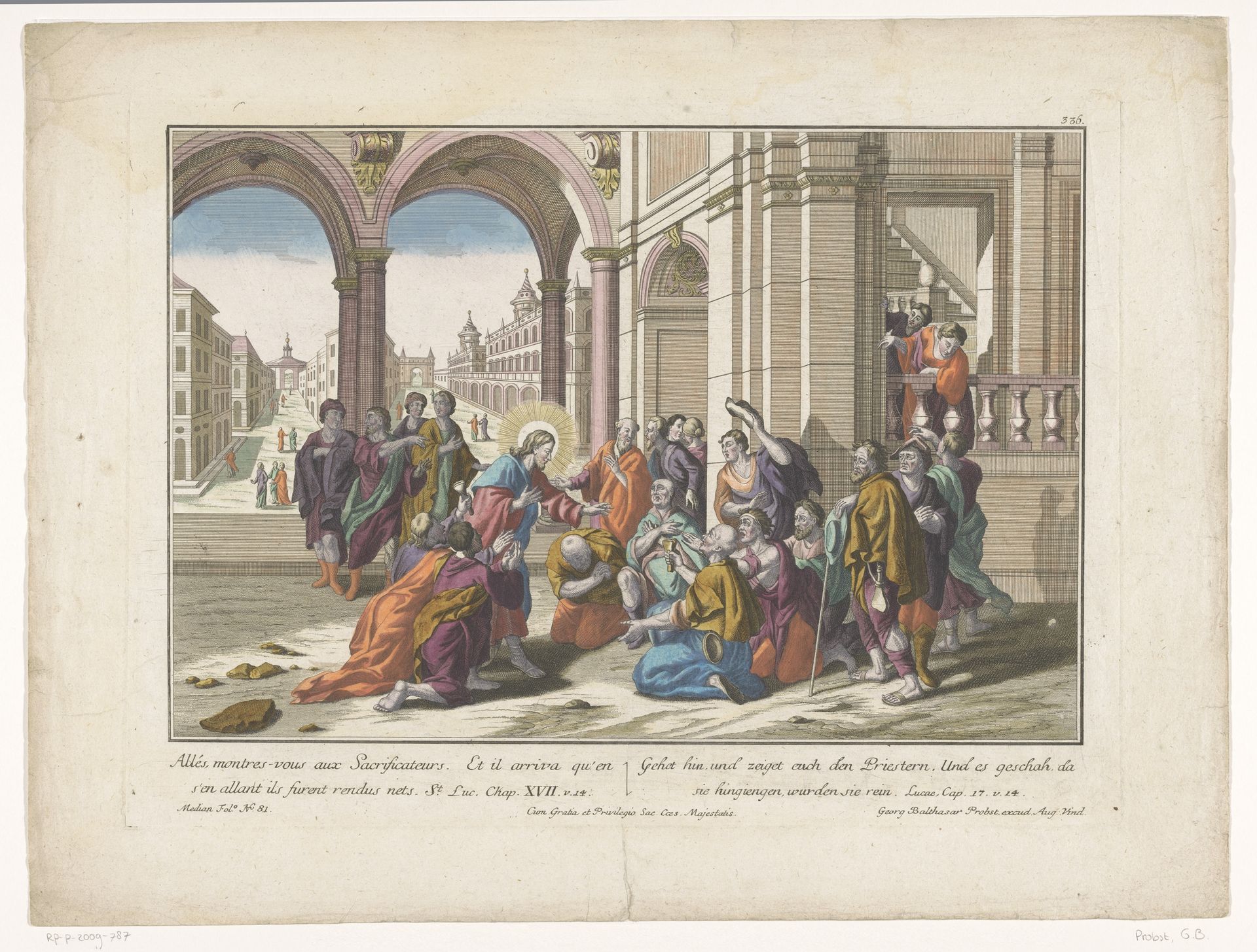 Jezus geneest tien melaatsen by Georg Balthasar Probst