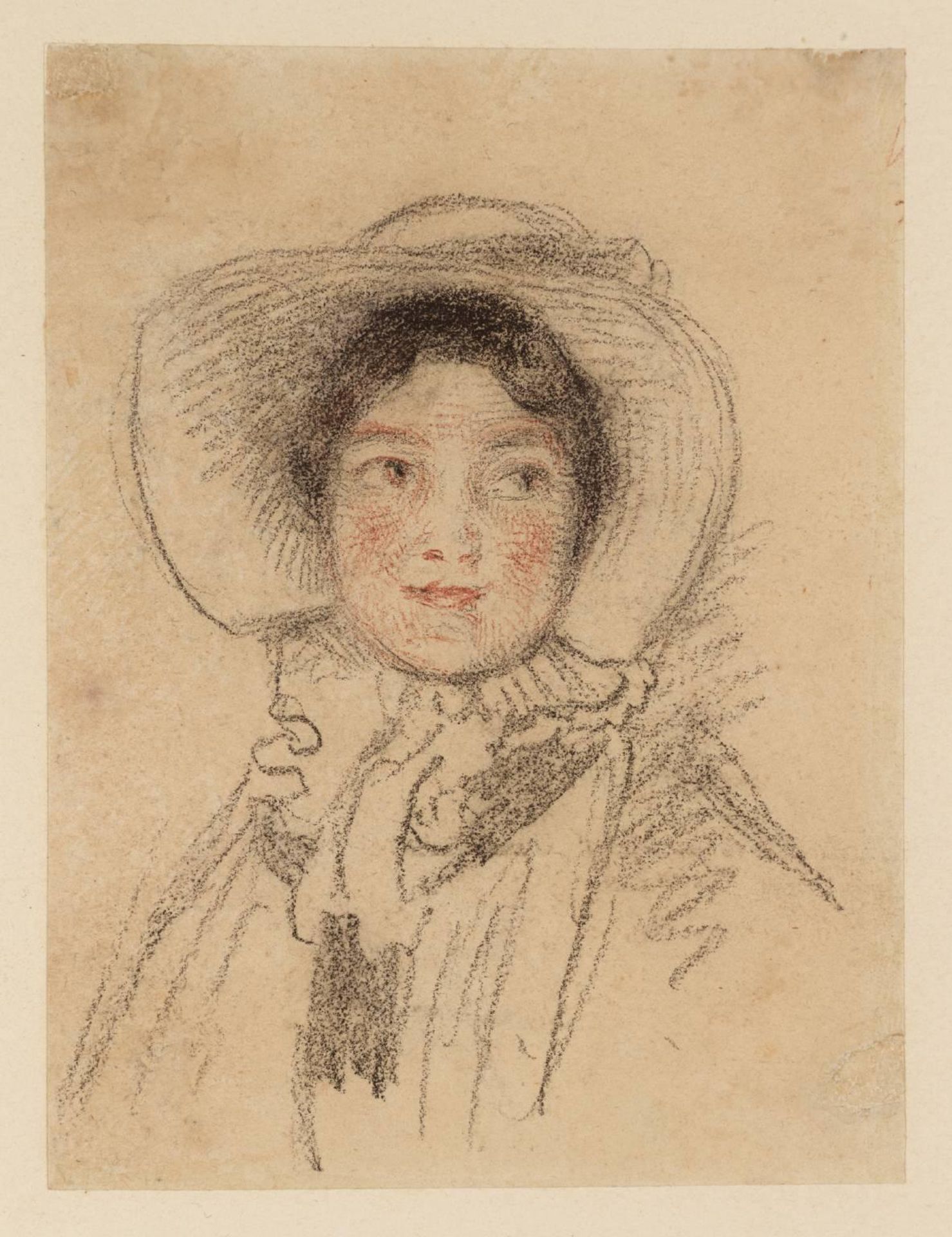 A Girl, Full Face, Wearing a Hat by William Henry Hunt