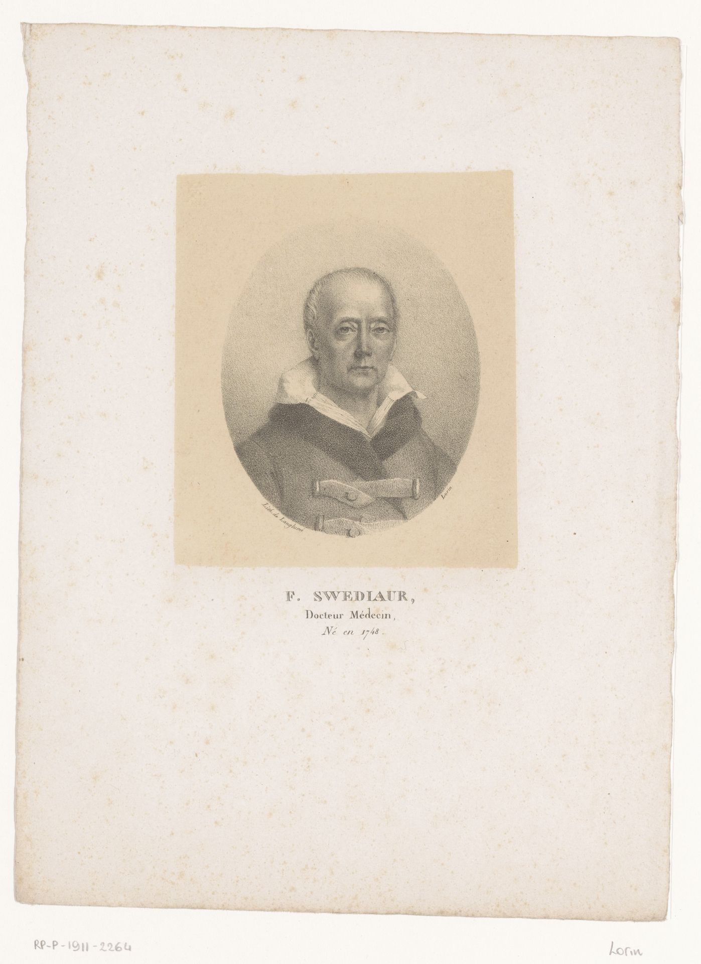 Portret van de arts Franz Xaver Schwediauer by L. Lorin