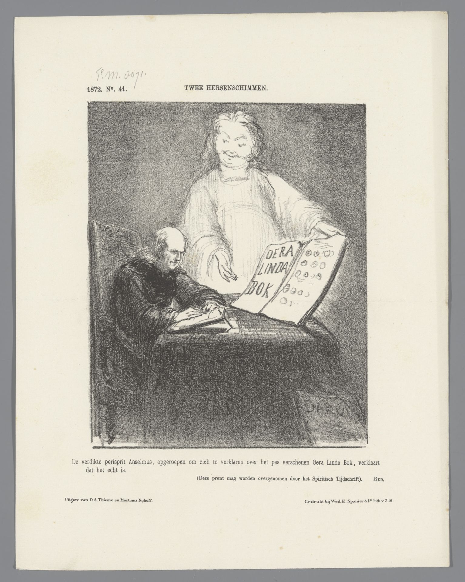 Spotprent op de rijksbouwmeester W.N. Rose, 1872 by Johan Michaël Schmidt Crans