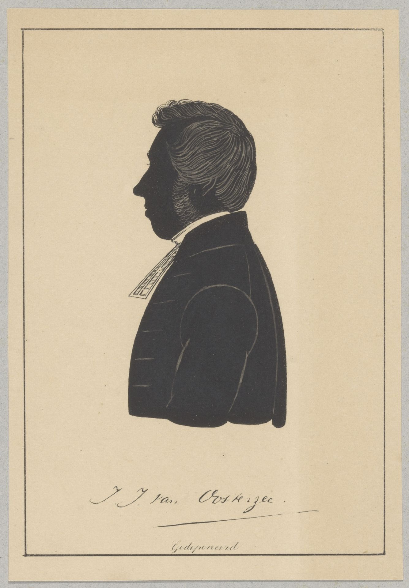 Silhouetportret van Johannes Jacobus van Oosterzee by Pieter (IV) Barbiers