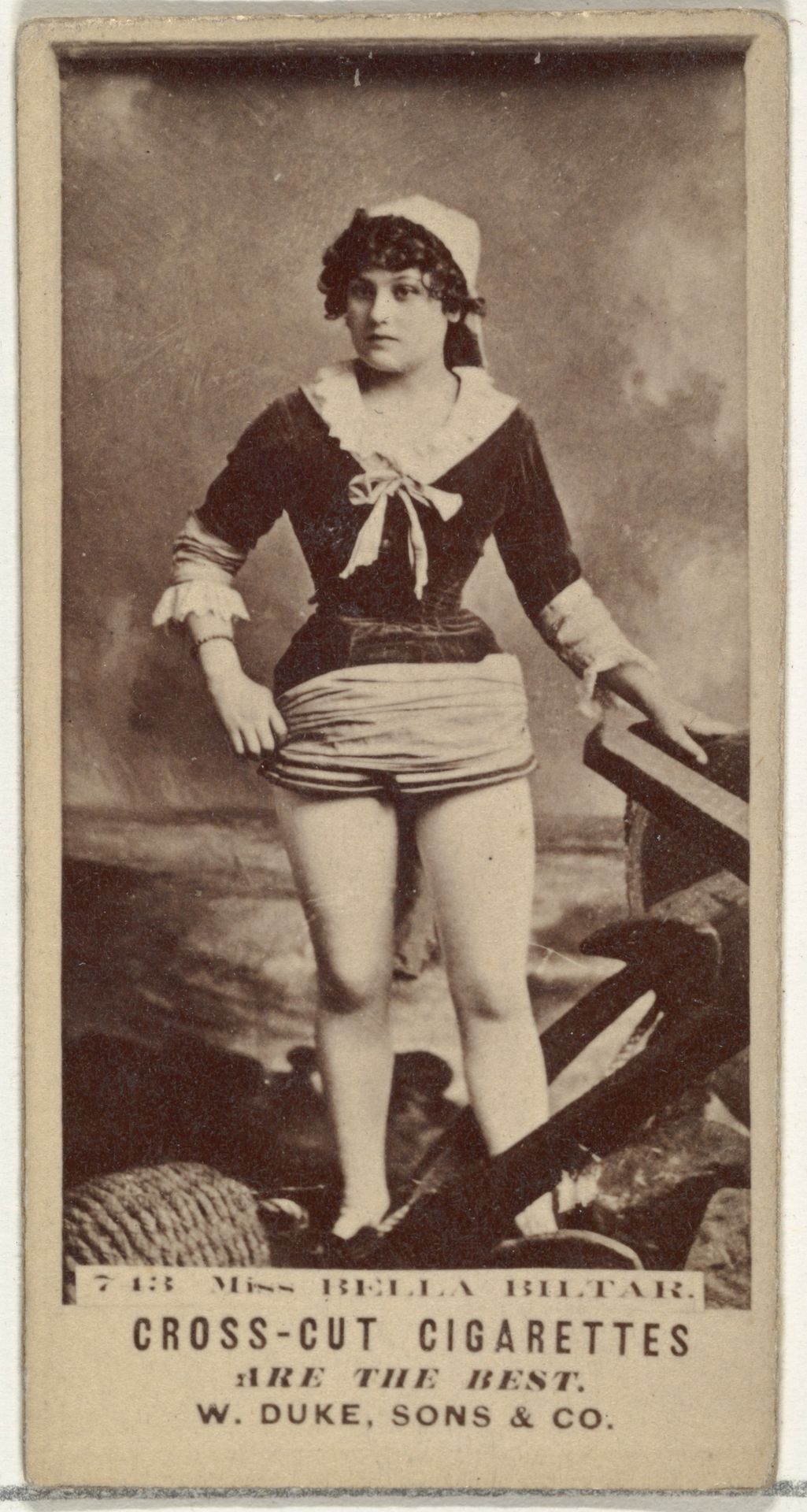 Card Number 743, Miss Bella Biltar, from the Actors and Actresses series (N145-3) issued by Duke Sons & Co. to promote Cross Cut Cigarettes by W. Duke, Sons & Co.