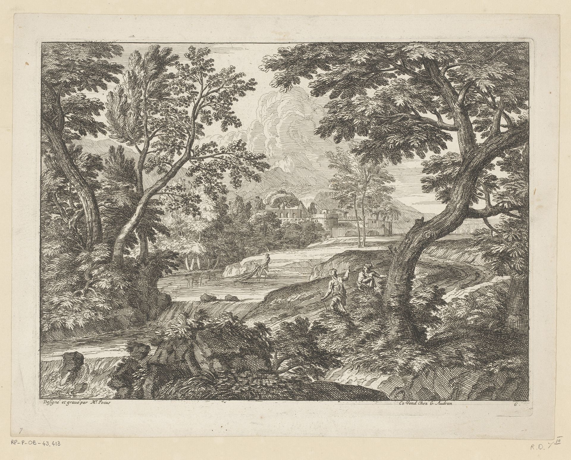 Rivierlandschap met vissers met netten by Georges Focus