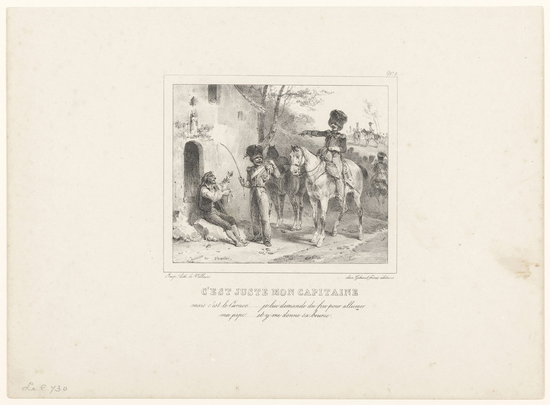 Jager verrast door een officier by Nicolas Toussaint Charlet