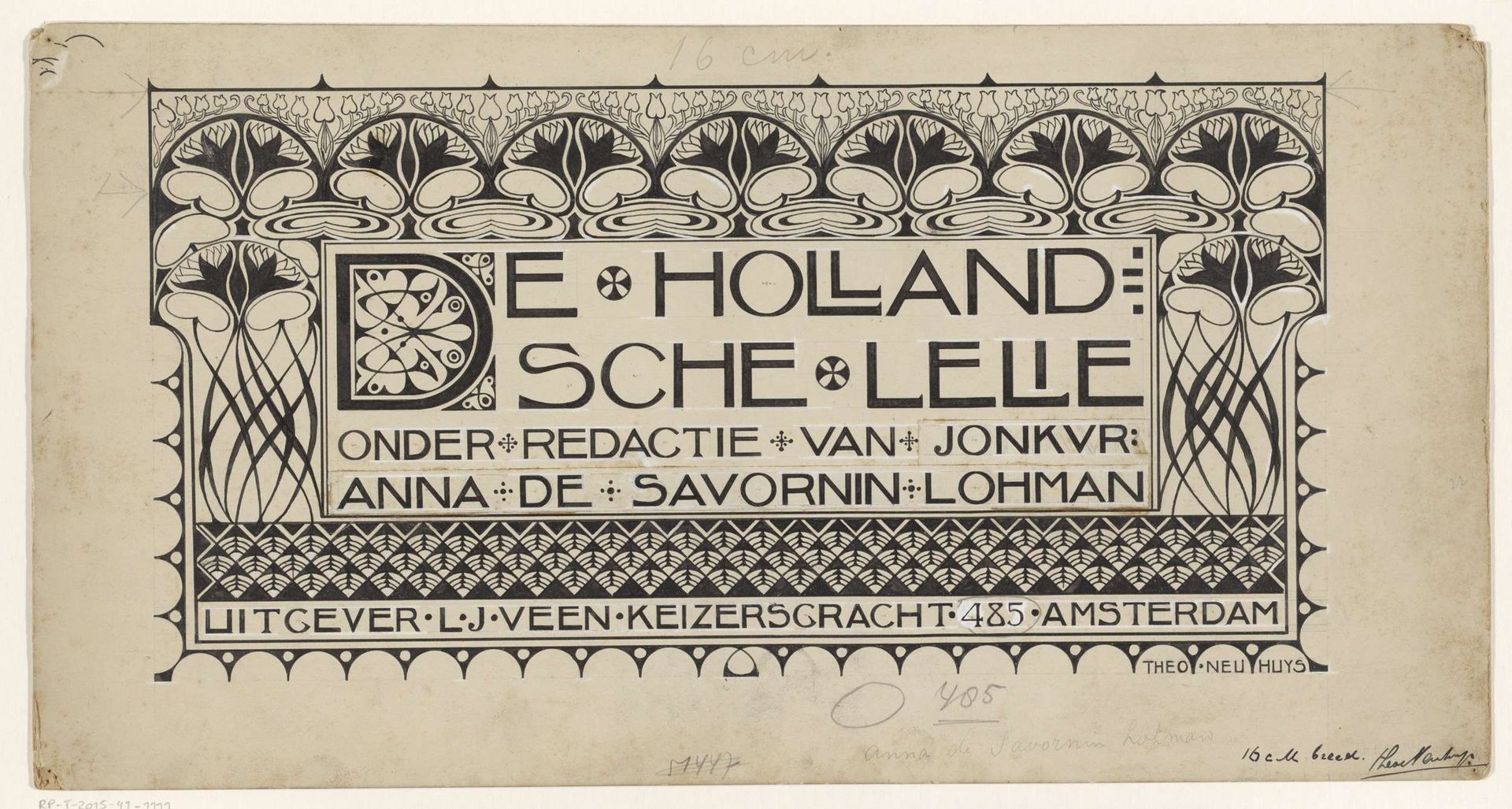 Ontwerp voor: De Hollandsche Lelie, Weekblad voor jonge dames, c. 1901-1915 by Theo Neuhuys