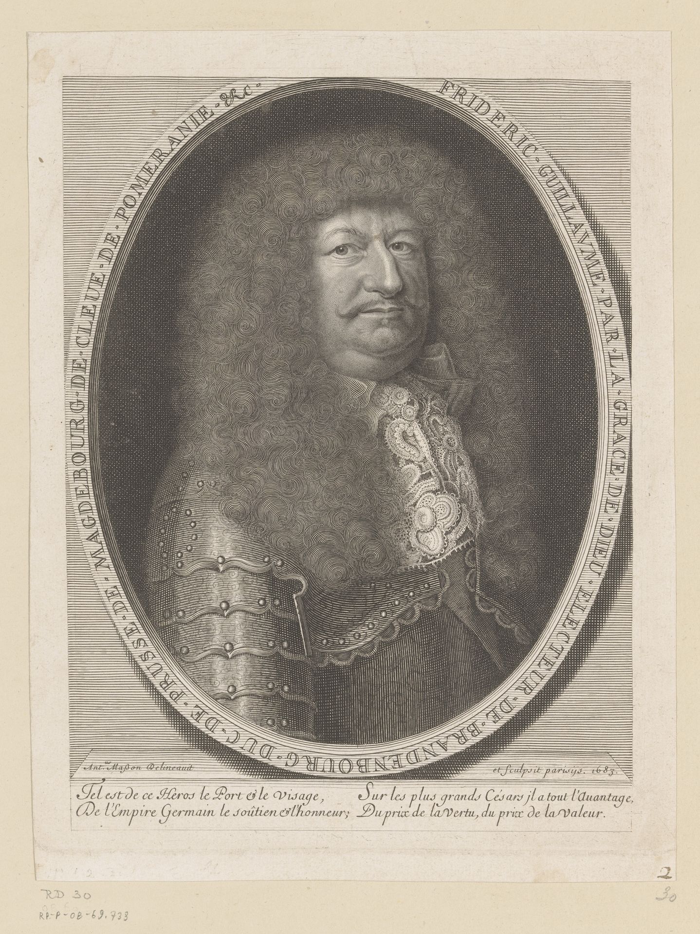 Portret van Frederik Willem I van Brandenburg by Antoine Masson