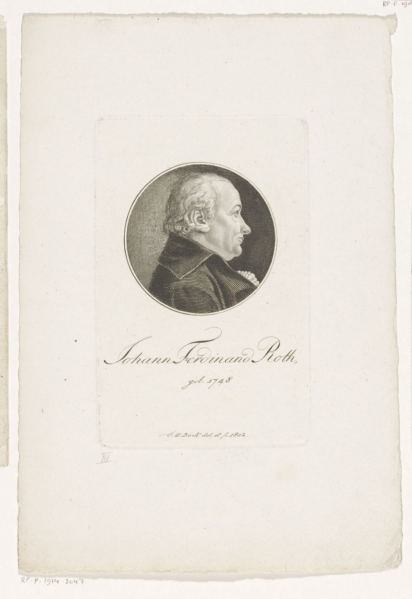 Portret van Johann Ferdinand Roth by Christoph-Wilhelm Bock
