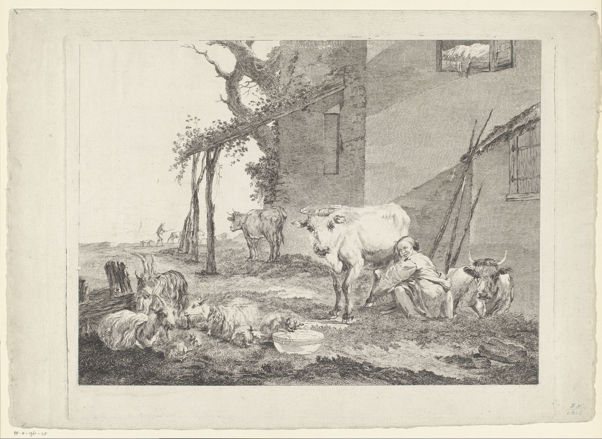 Melkende herderin by Pierre François Laurent