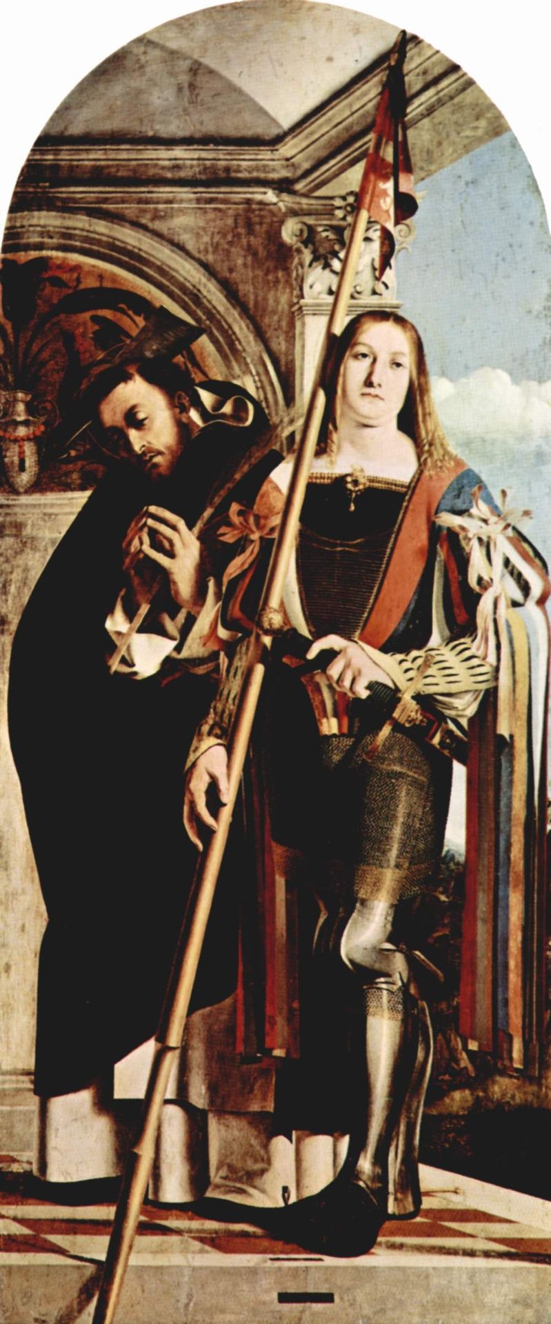 Altar of Recanati polyptych, the right wing: martyr St. Peter and St. Vitus by Lorenzo Lotto
