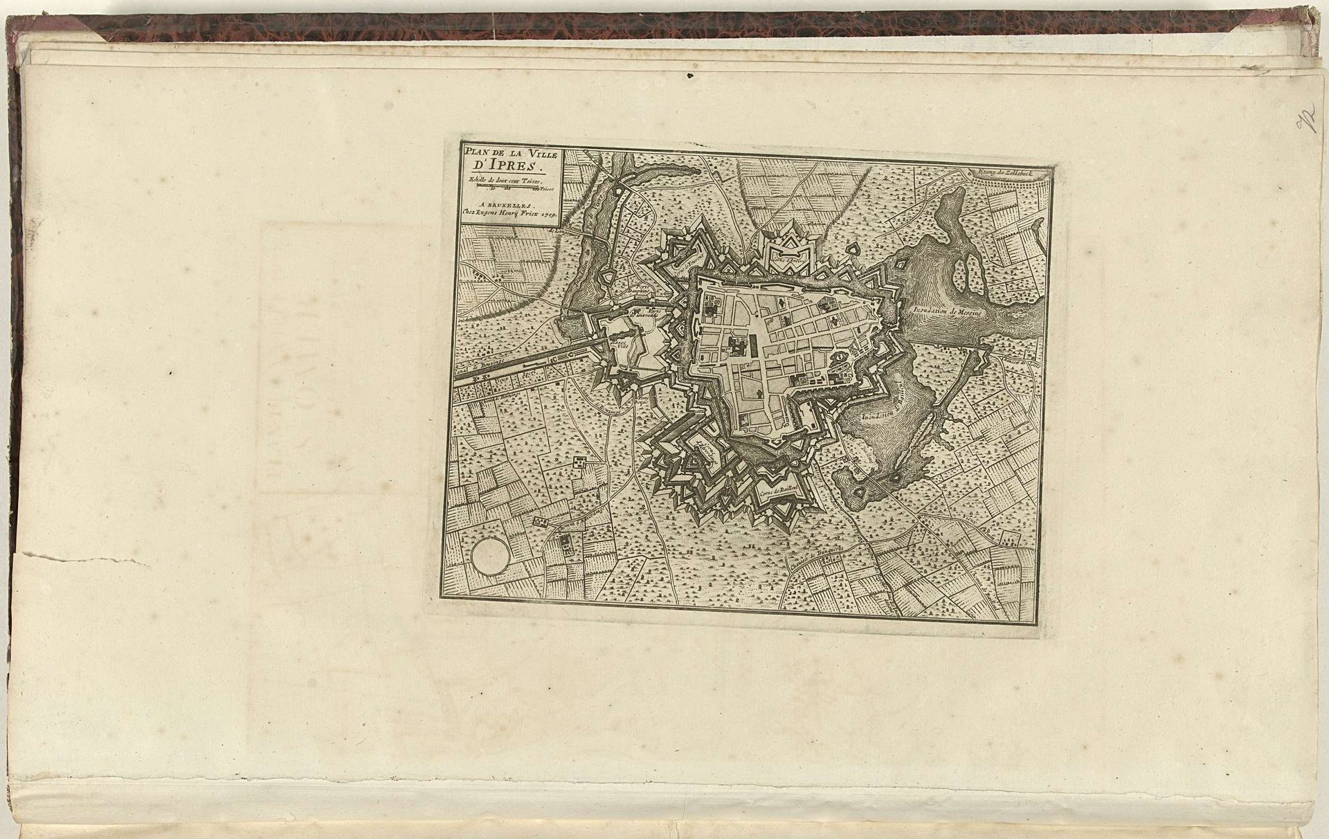 Plattegrond van Ieper, 1709 by Jacobus Harrewijn