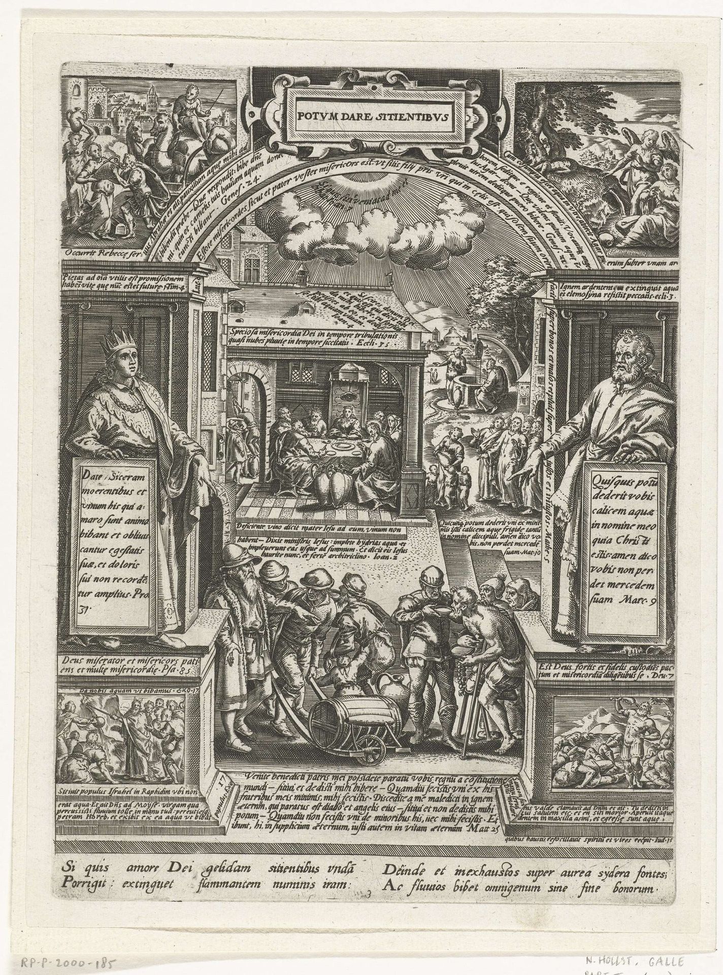 Het laven van de dorstigen by Philips Galle