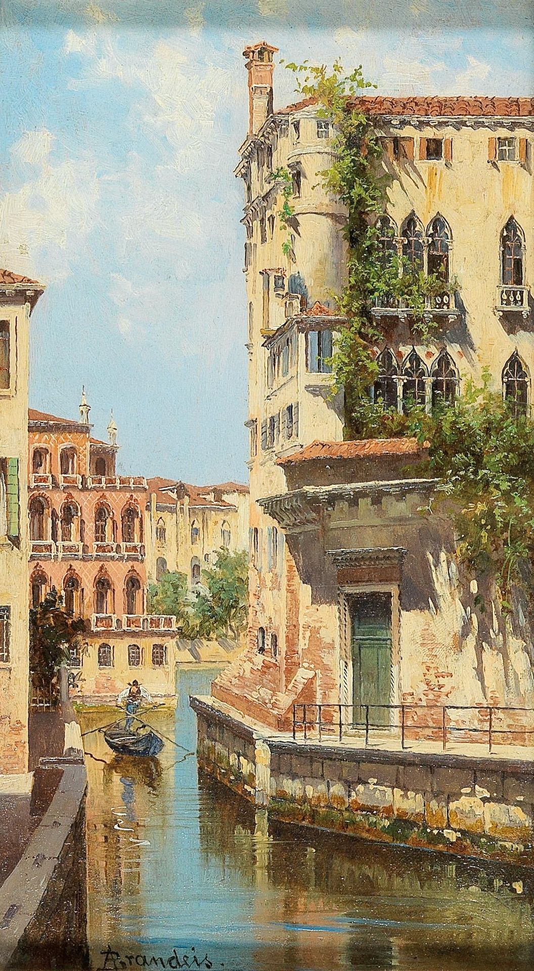 Canal in Venice with View of the Back of the Palazzo Rocca by Antonietta Brandeis