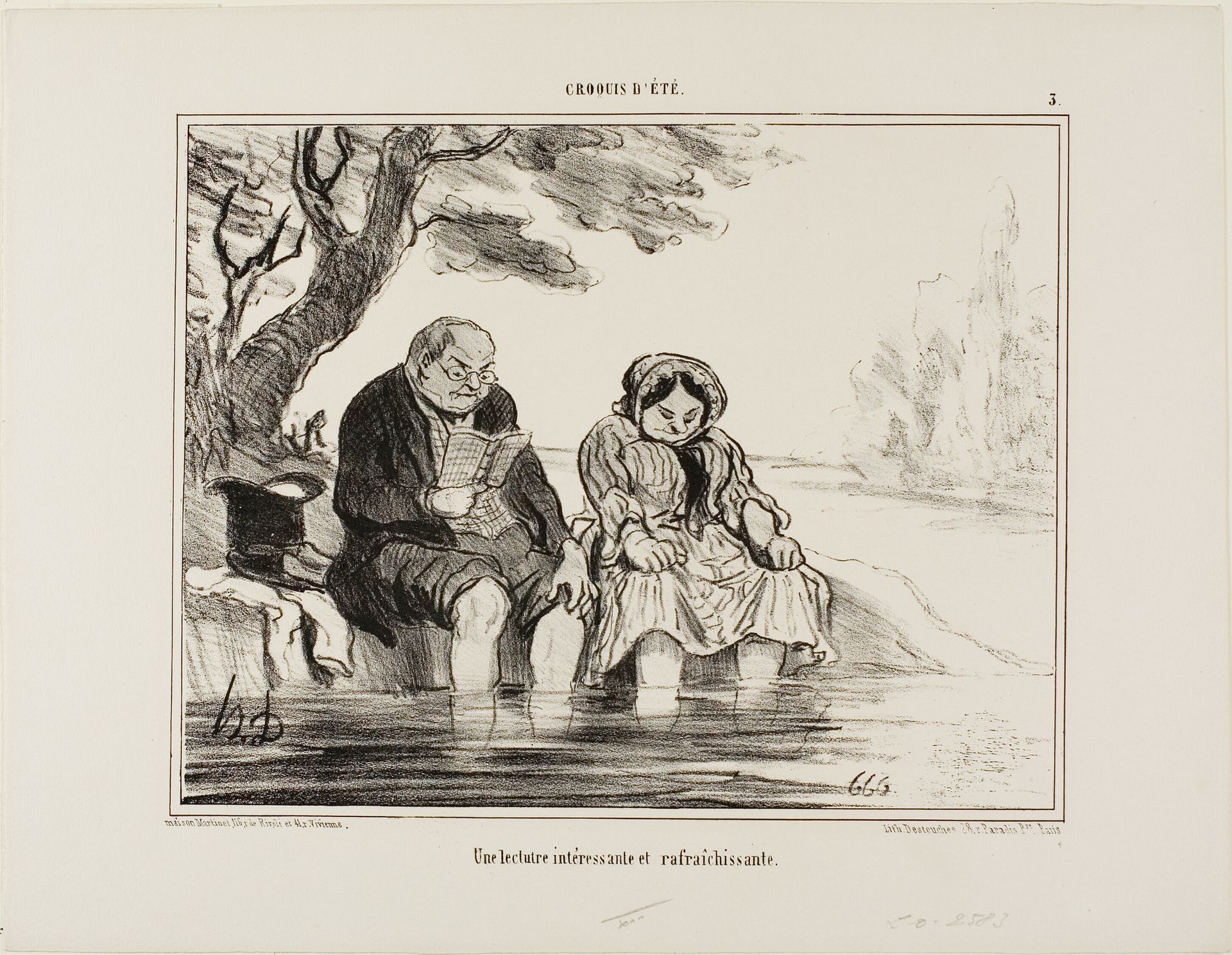 An interesting and refreshing reading, plate 3 from Croquis D'été by Honoré Daumier