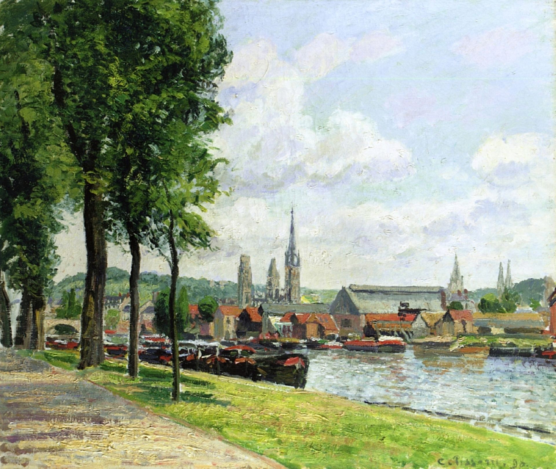 The Cours la Riene, The Notre Dame Cathedral, Rouen by Camille Pissarro