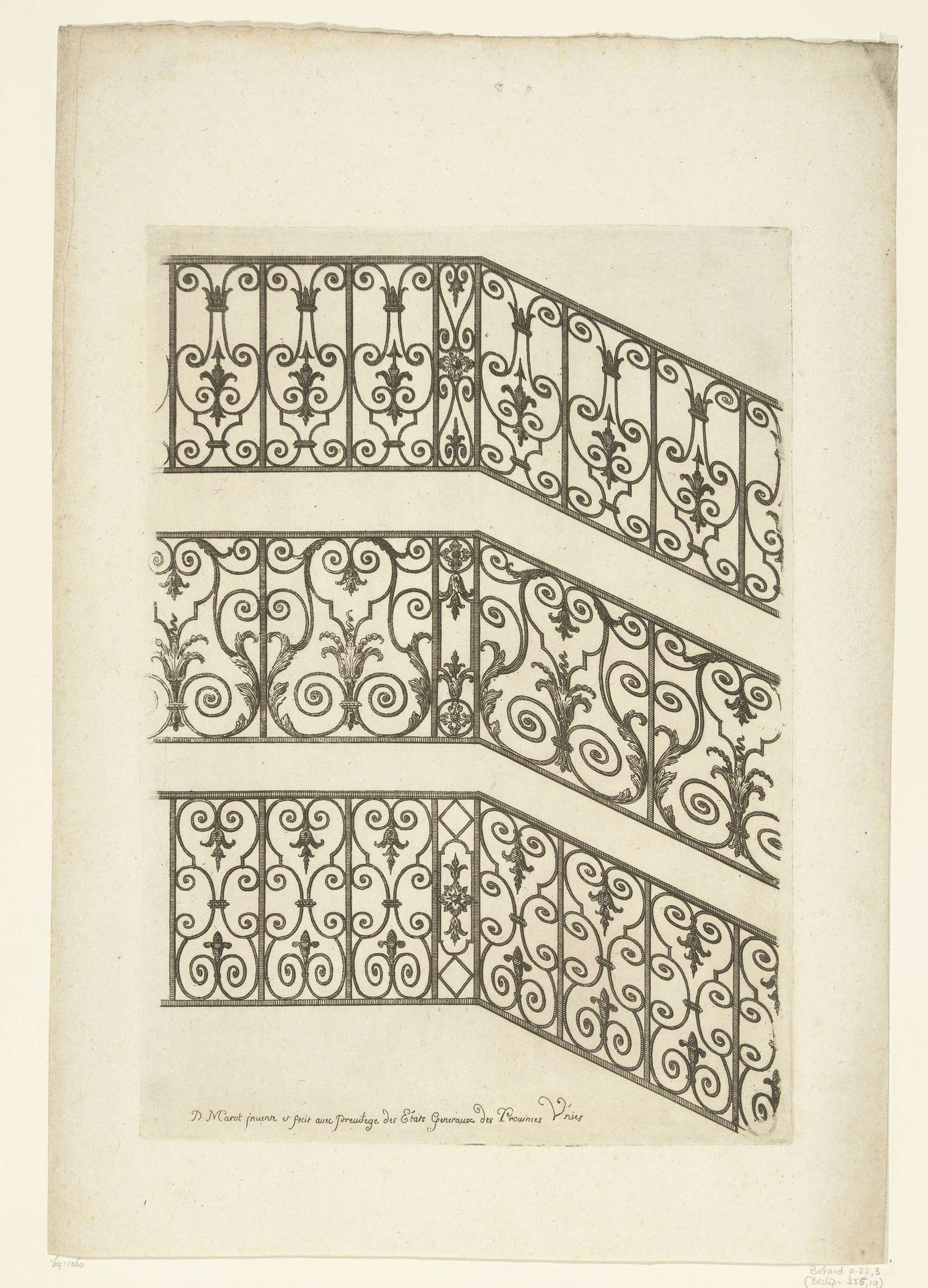 Drie trapleuningen by Daniël (I) Marot