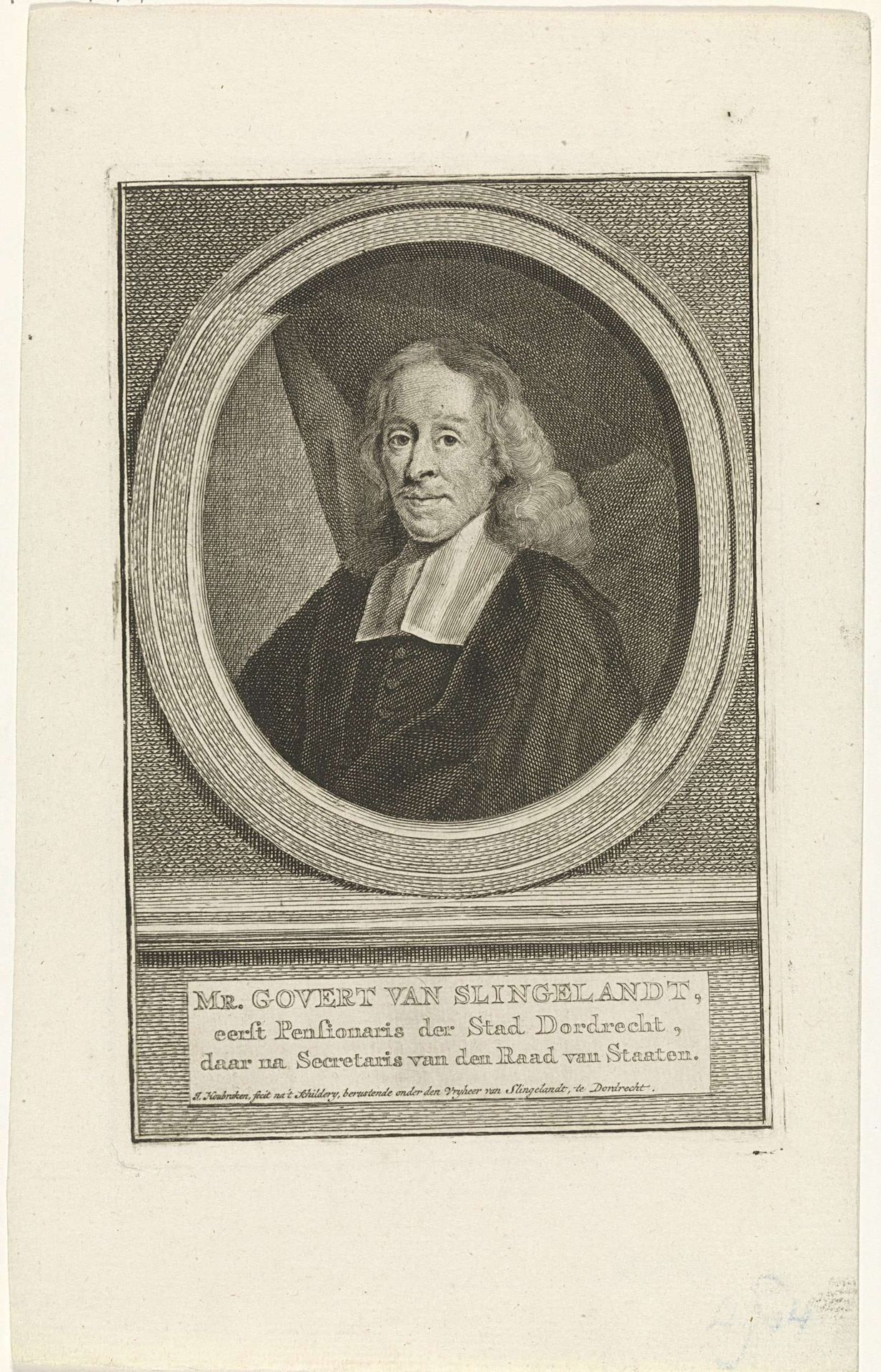Portret van Govert van Slingelandt by Jacob Houbraken