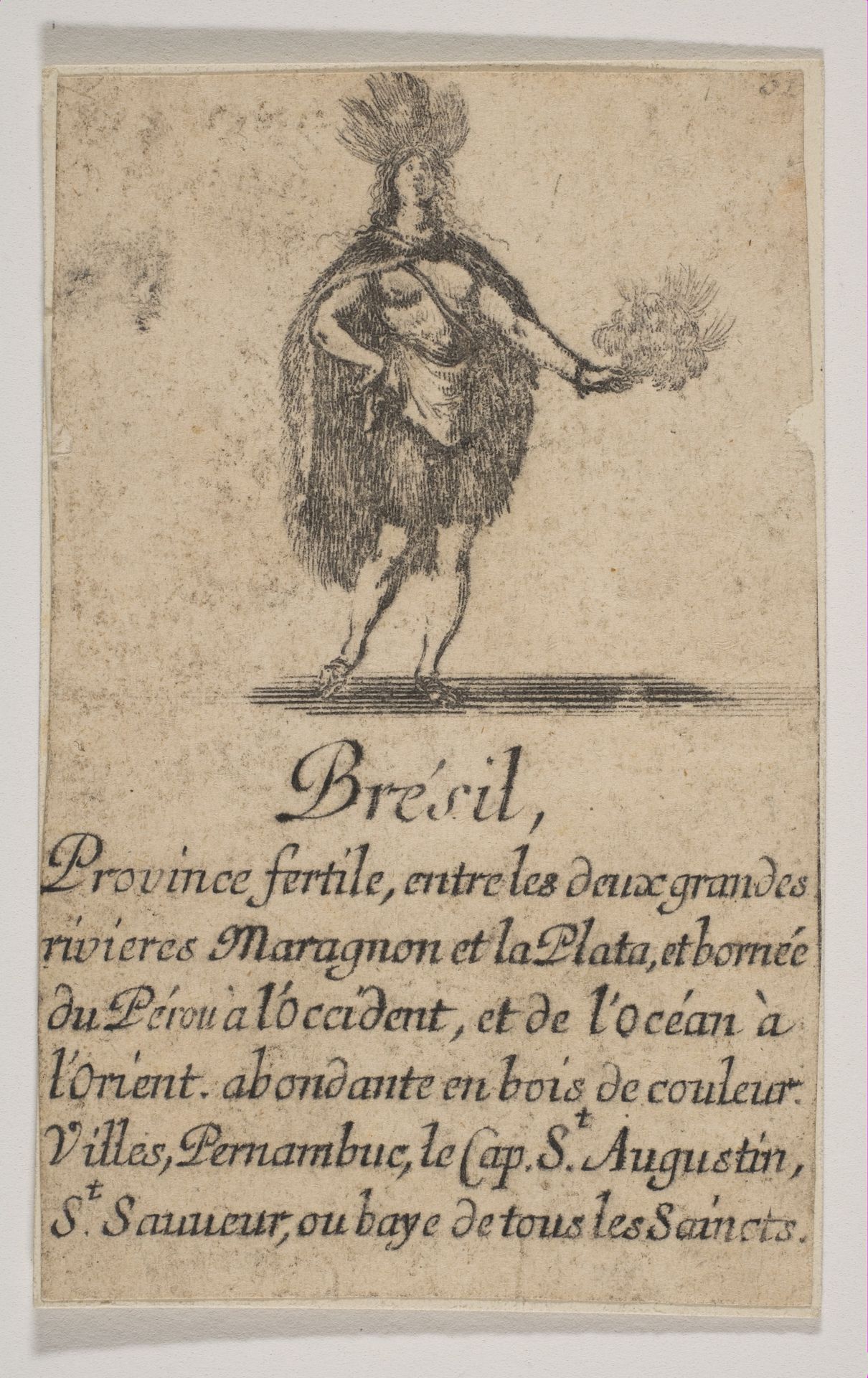 Brésil, from the playing cards "Jeu de la Géographie" by Stefano della Bella