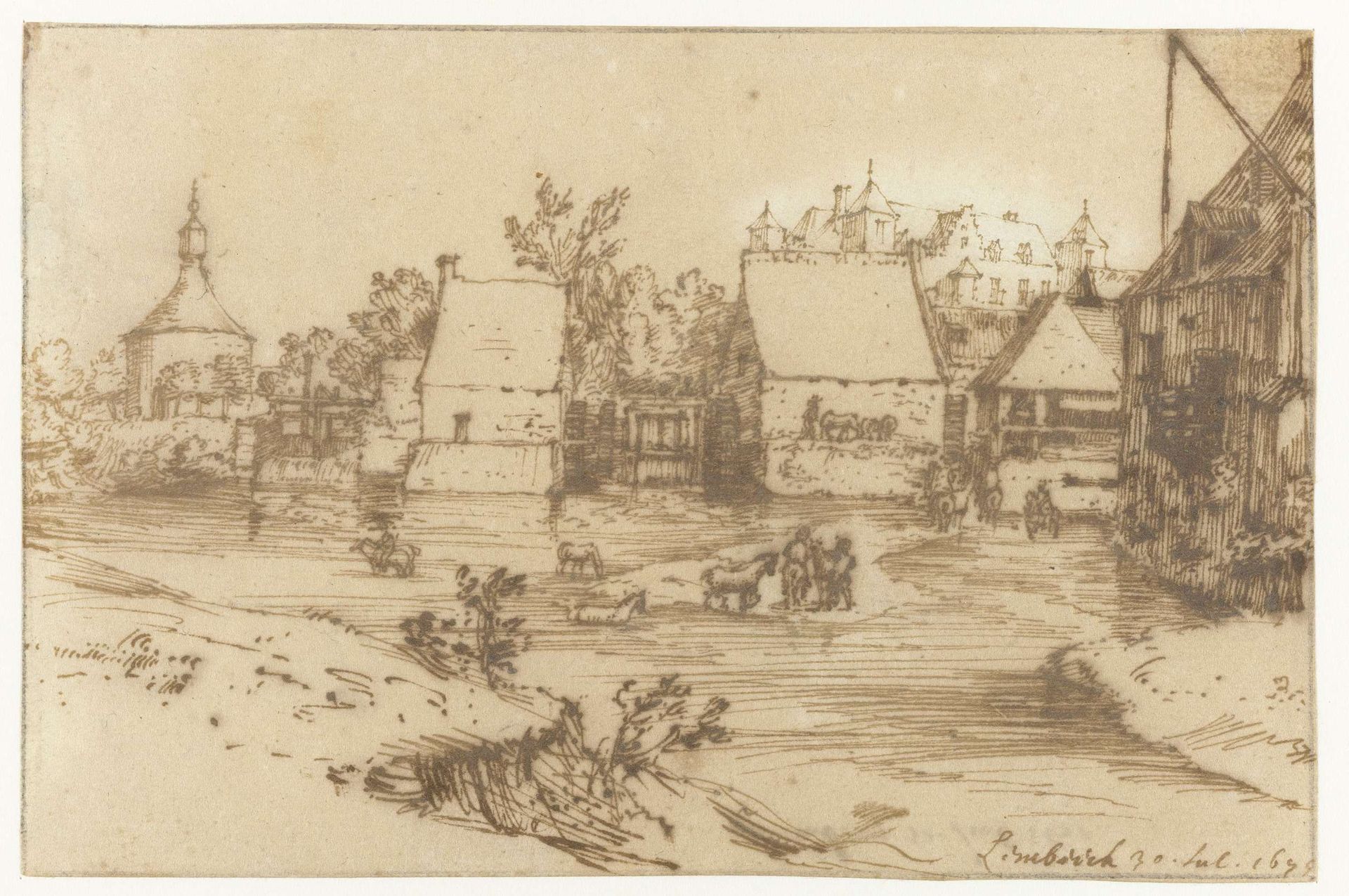 Gezicht op Lembeek by Constantijn (II) Huygens
