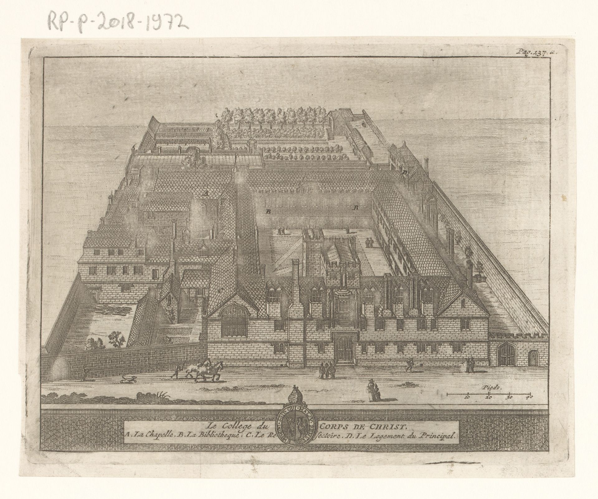 Gezicht op Corpus Christi College, te Oxford by Anonymous