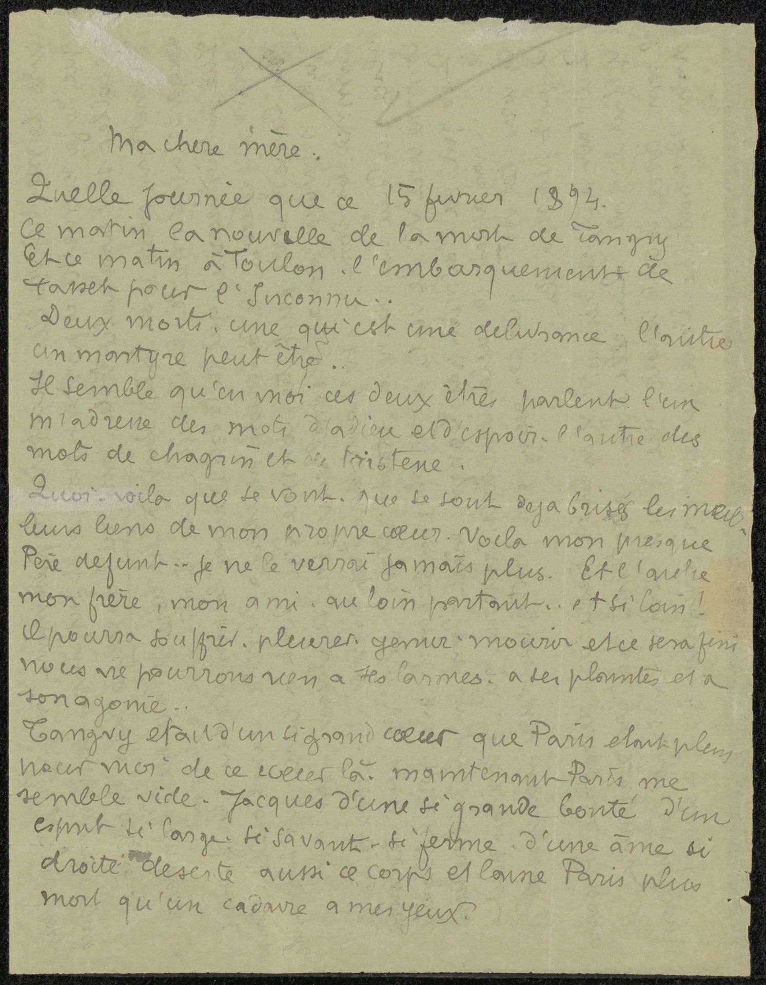 Brief aan Héloïse Bernard-Bodin by Emile Bernard