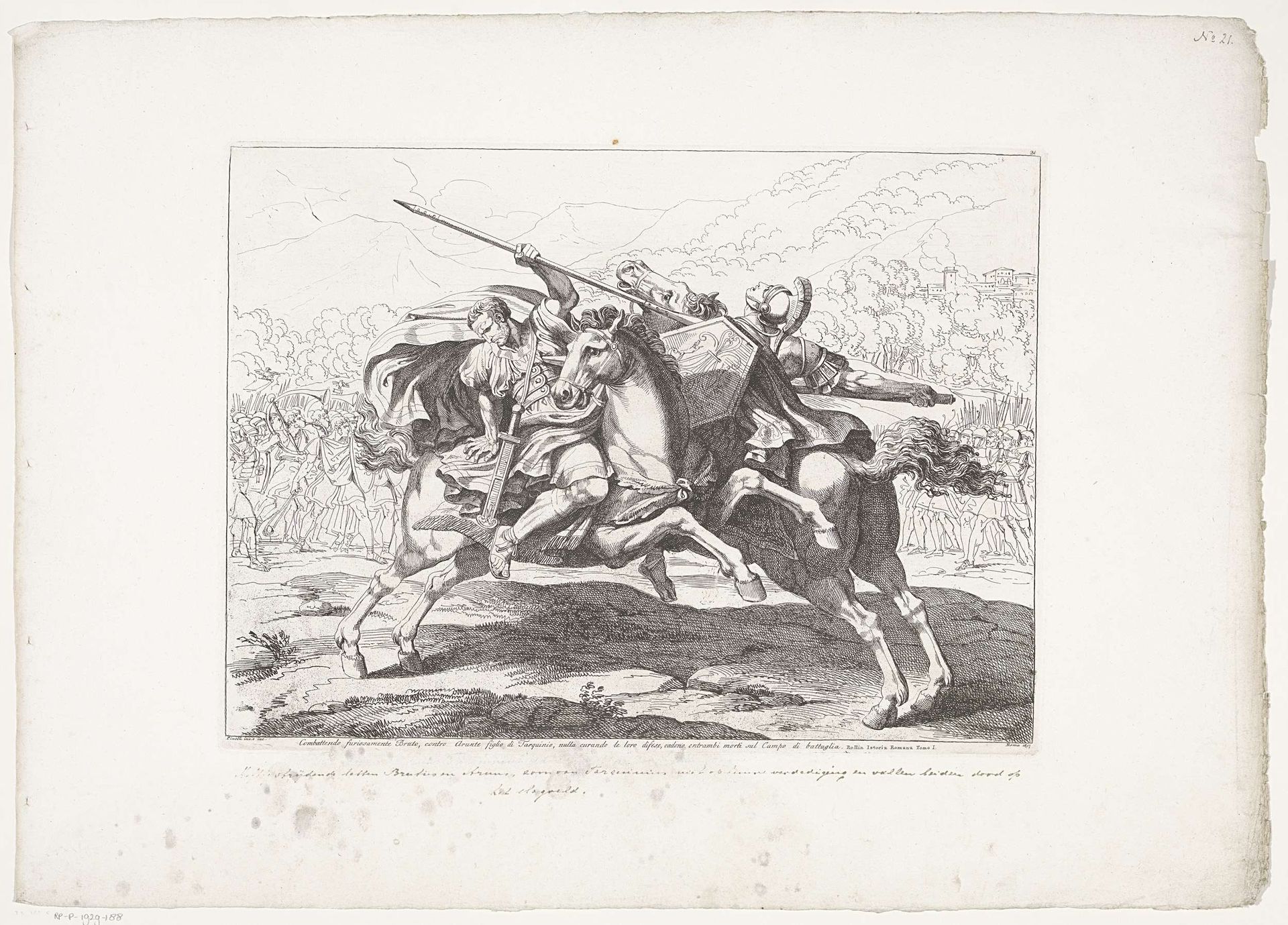 Strijd tussen Brutus en Arruns Tarquinius by Bartolomeo Pinelli