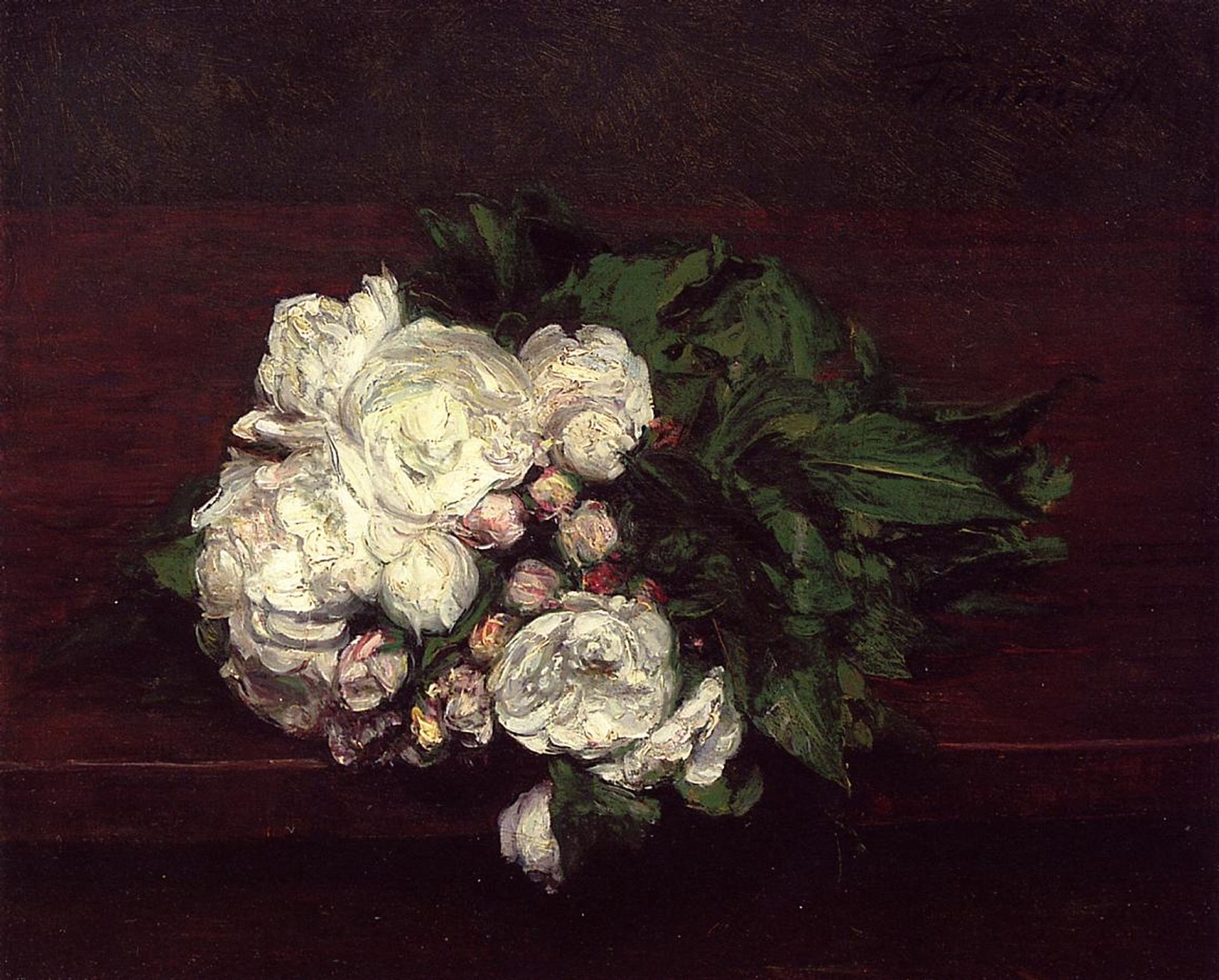 Flowers, White Roses by Henri Fantin-Latour