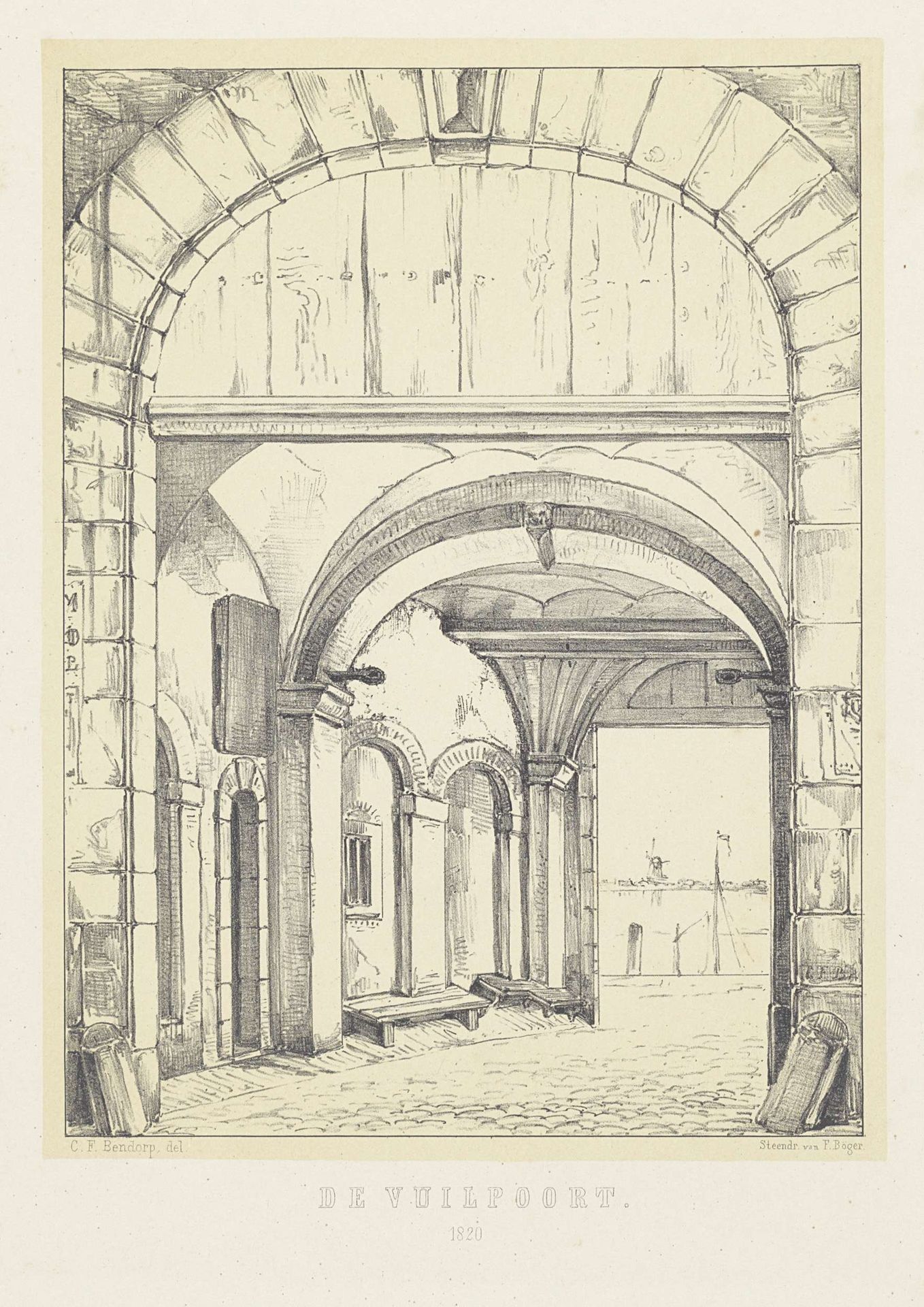 Vuilpoort in Dordrecht by Carel Frederik (II) Bendorp