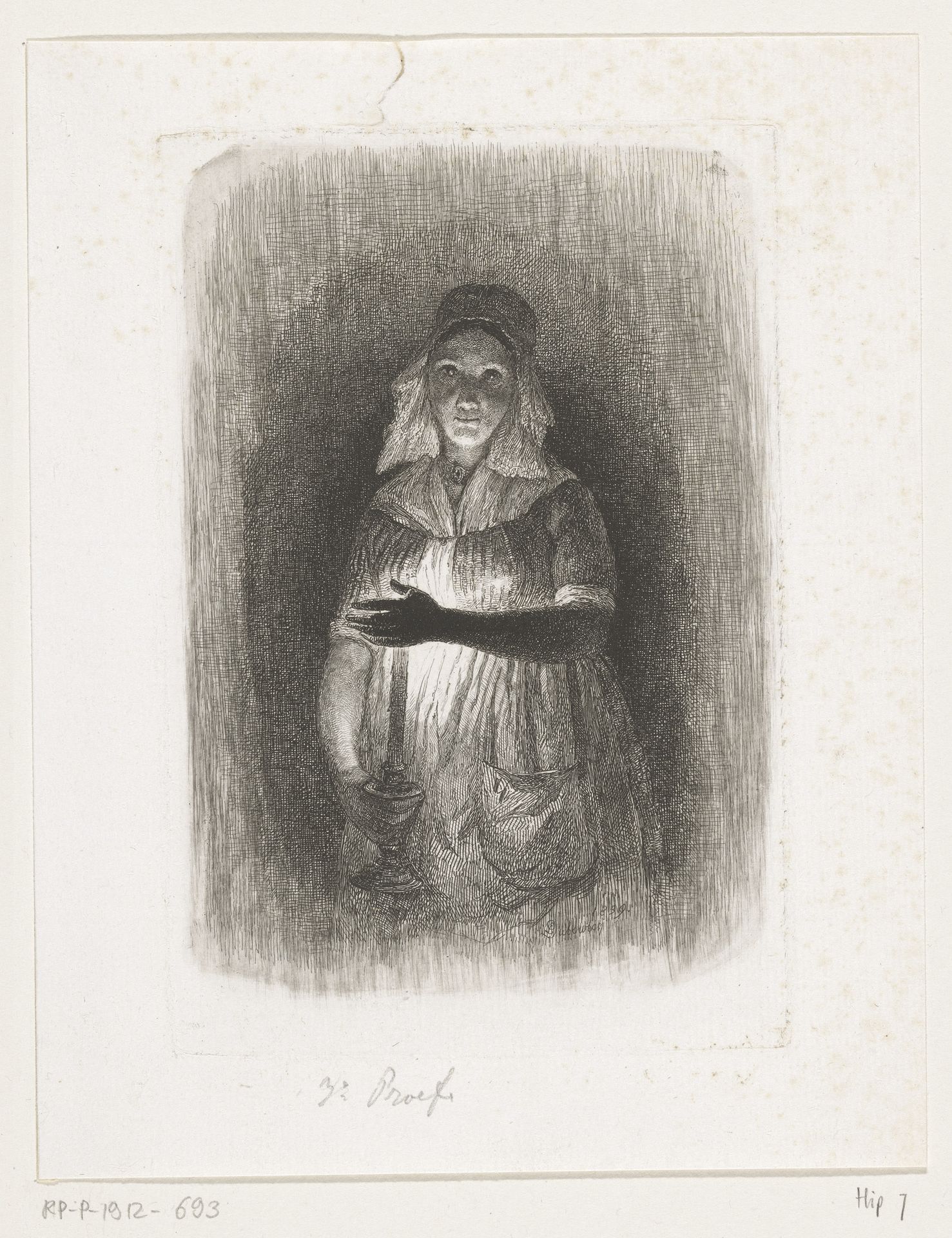 Dienstmeisje met brandende kaars by Pierre Louis Dubourcq