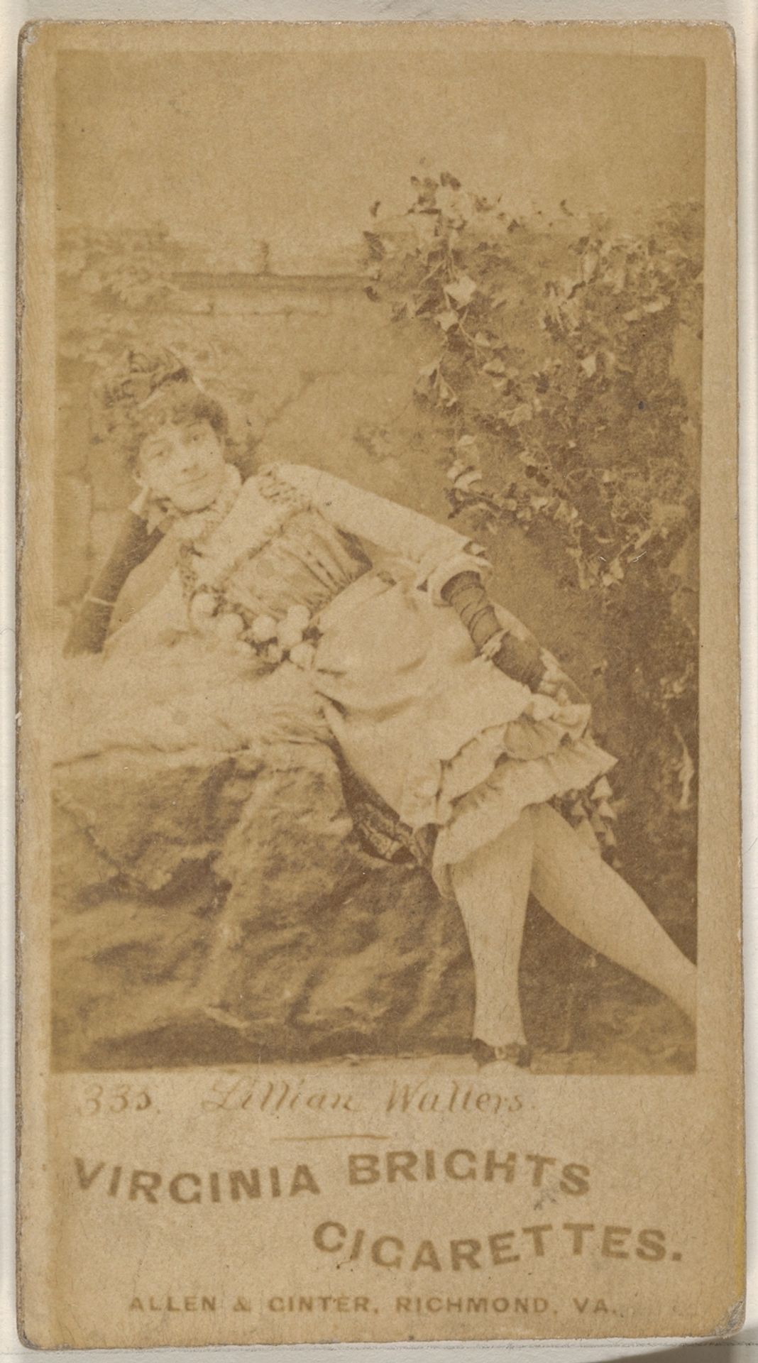 Card 335, Lillian Walters, from the Actors and Actresses series (N45, Type 1) for Virginia Brights Cigarettes by Allen & Ginter