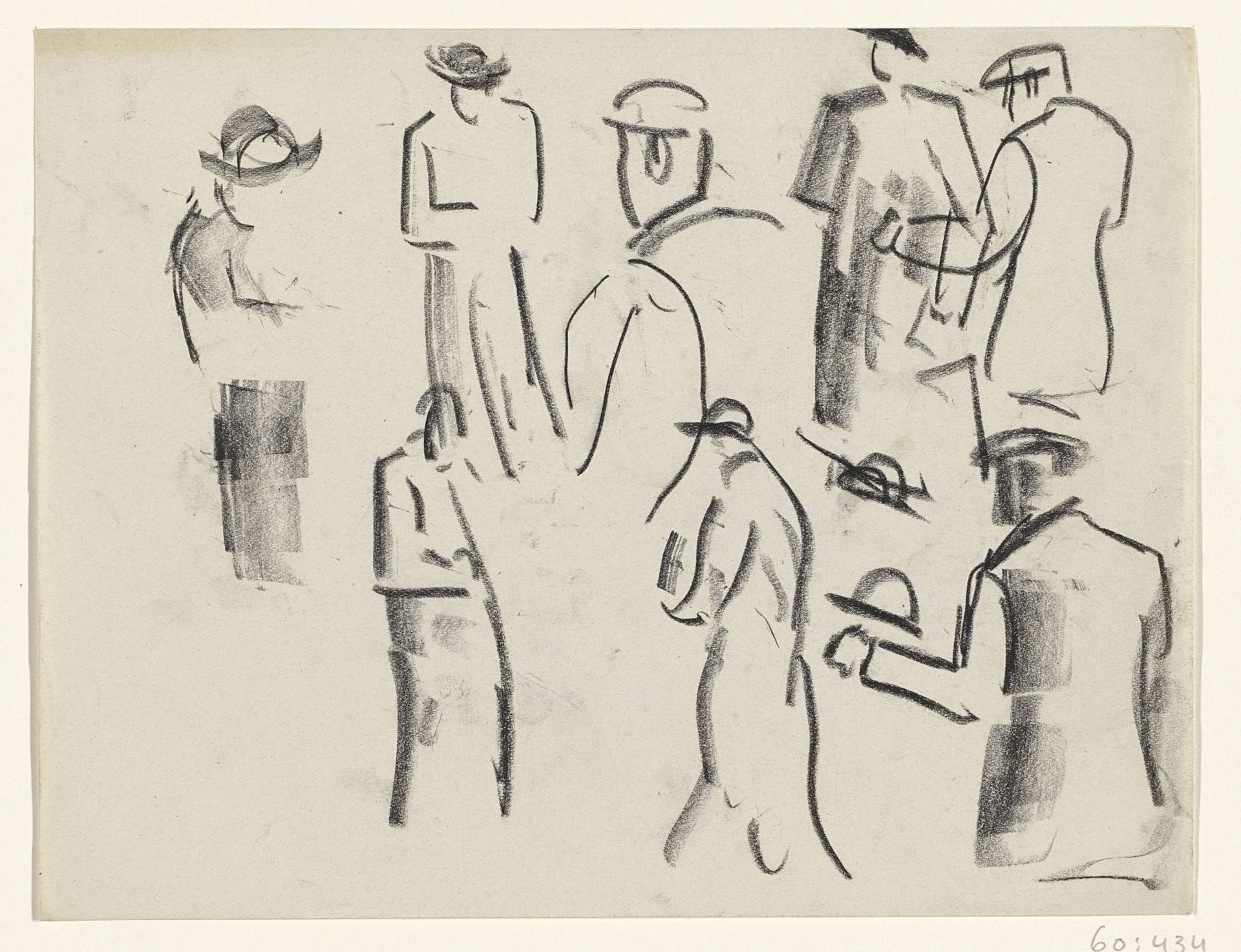 Negen mannen met hoeden by Leo Gestel