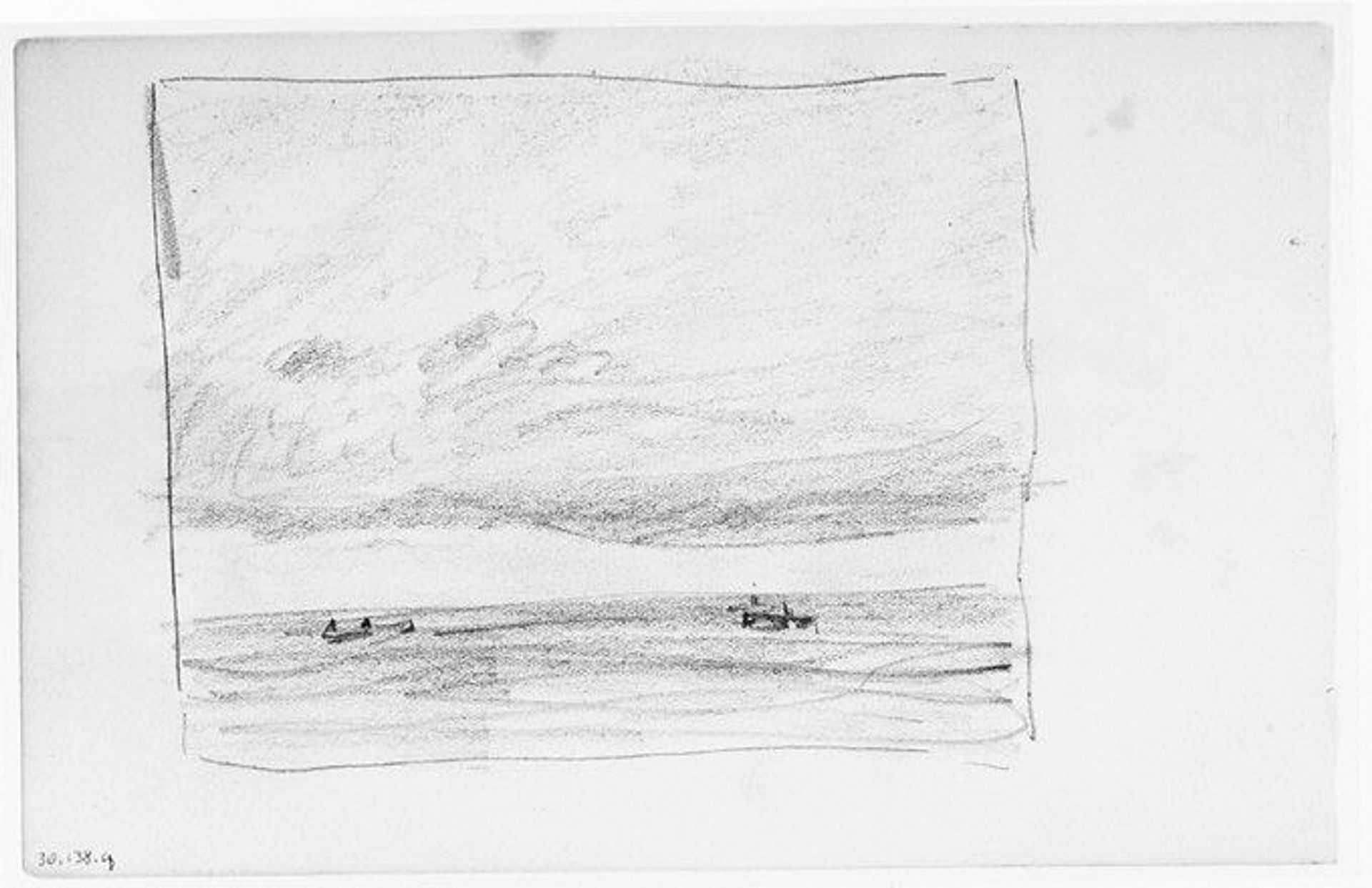 Three Boats on Water (Long Island Sound?) (from Sketchbook) by Henry Ward Ranger