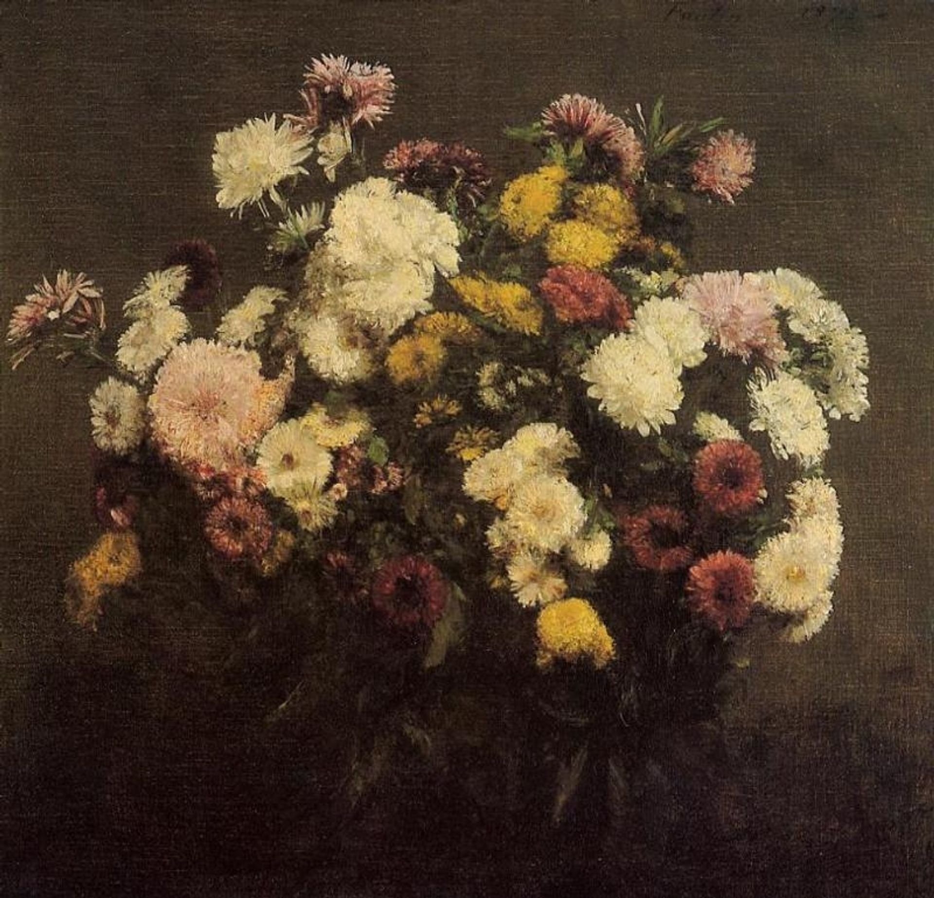 Large Bouquet of Chrysanthemums by Henri Fantin-Latour