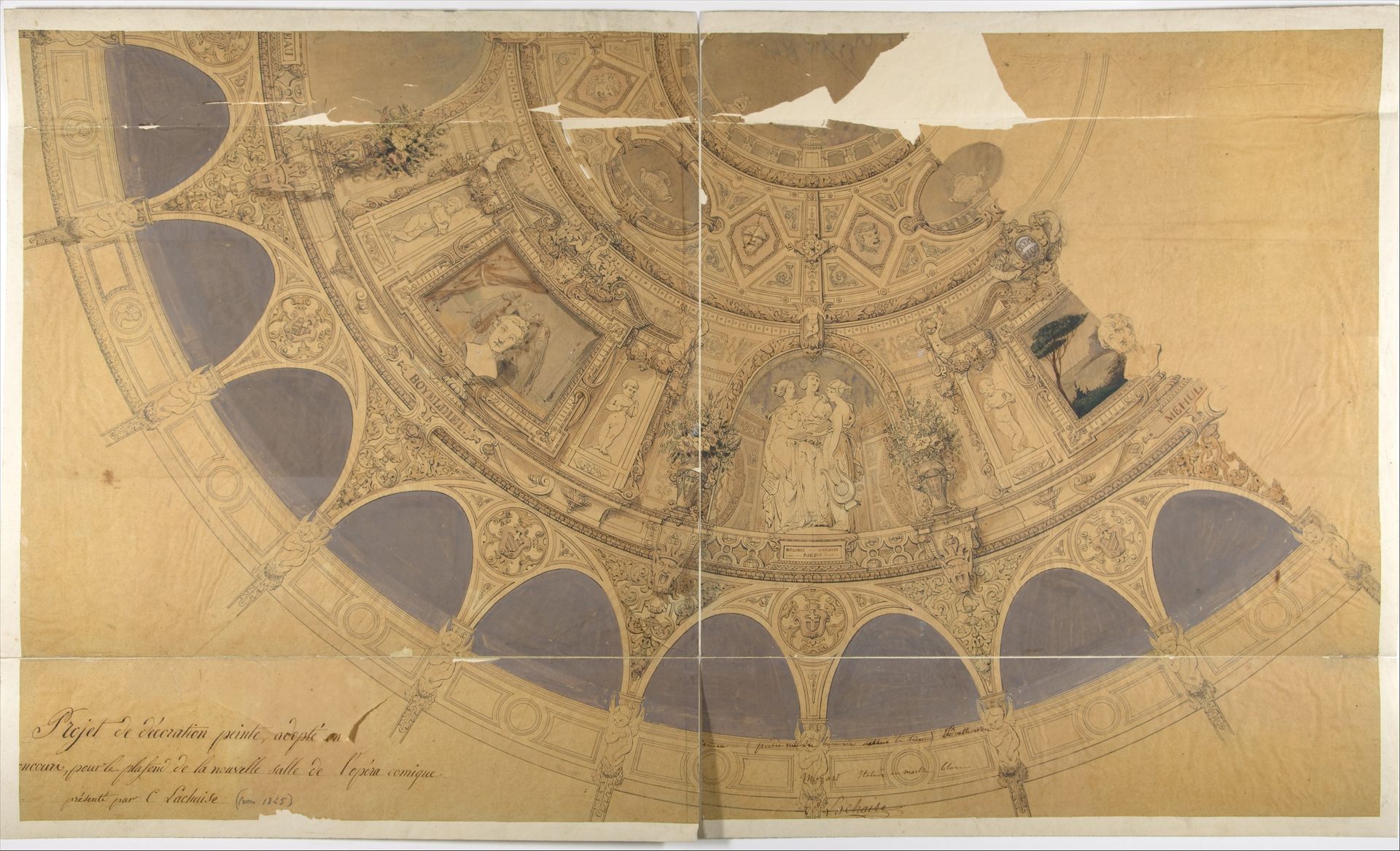 Design for the decoration of the ceiling in the Opéra Comique, Paris by Jules-Edmond-Charles Lachaise
