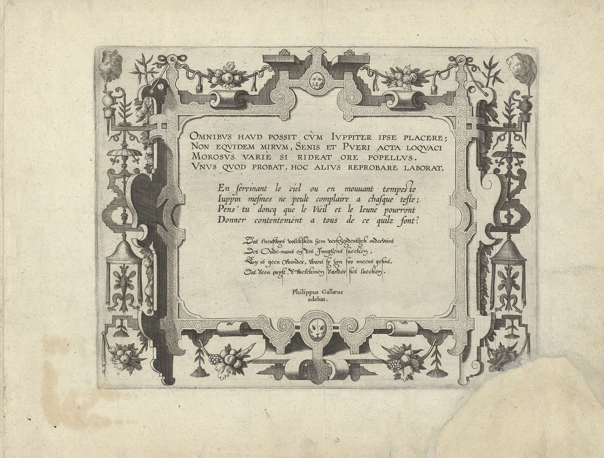 Titelprent voor de fabel van de vader, de zoon en de ezel by Karel van Mallery