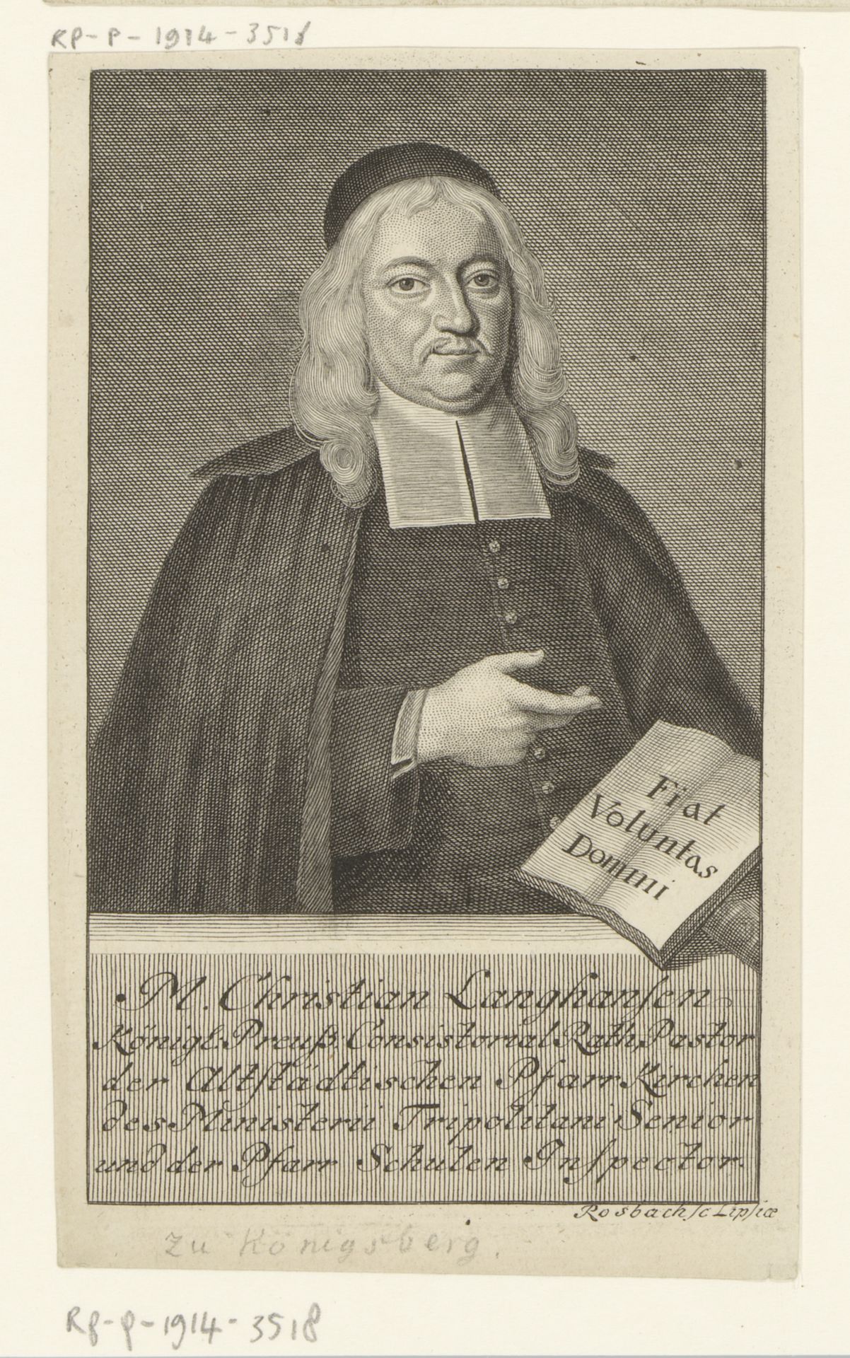 Portret van Christian Langhansen by Johann Friedrich Rosbach